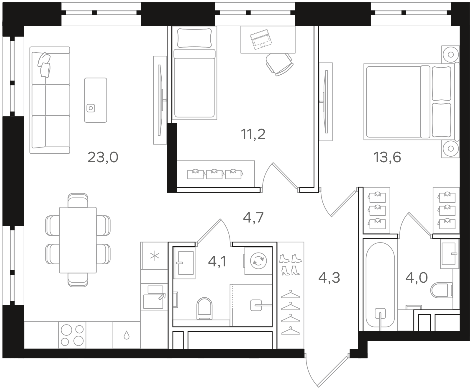 Официальная схема Мангазея на Речном, 64,9 м²