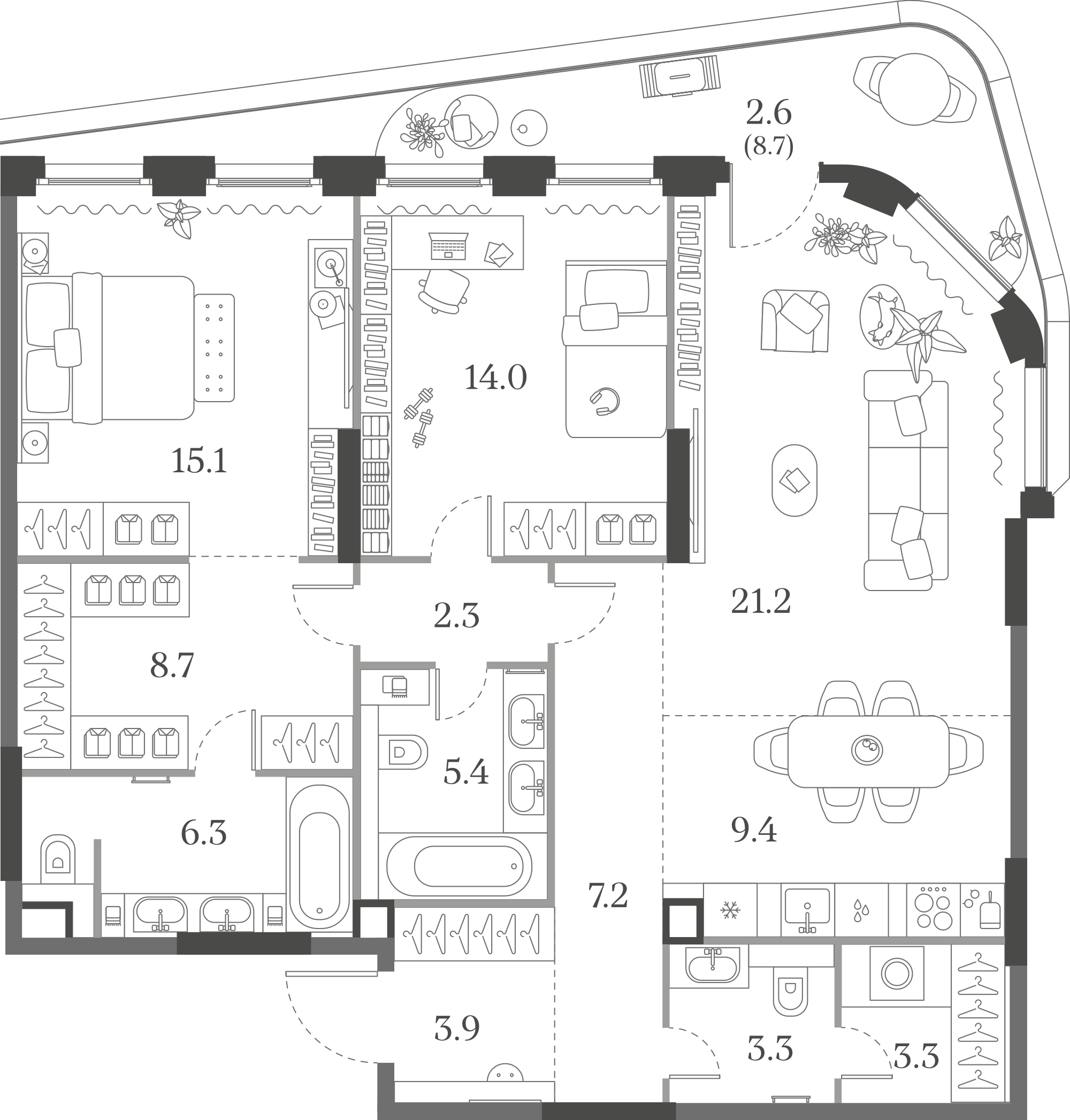 Официальная схема Муза, 102,7 м²