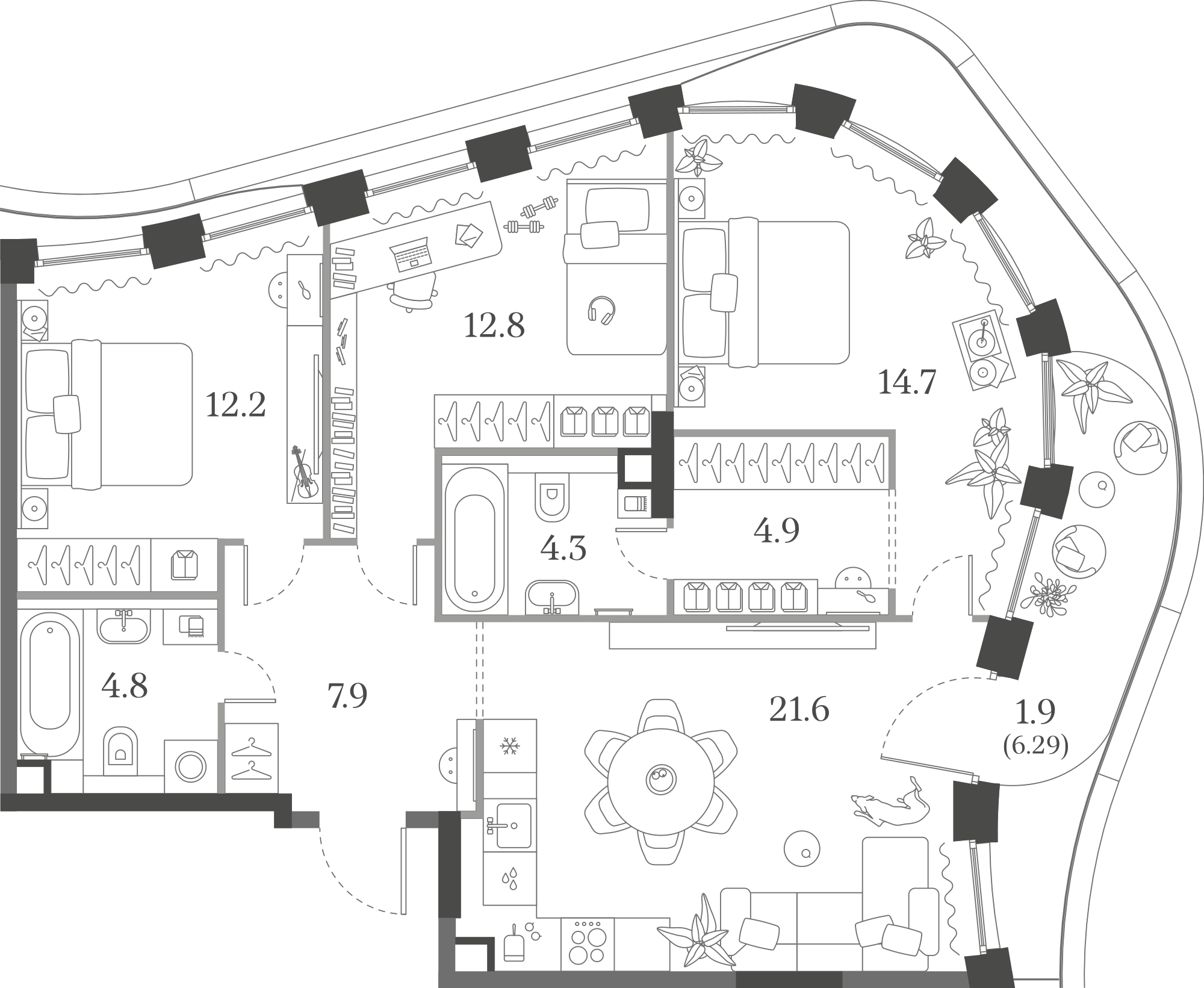 Официальная схема Муза, 85,1 м²