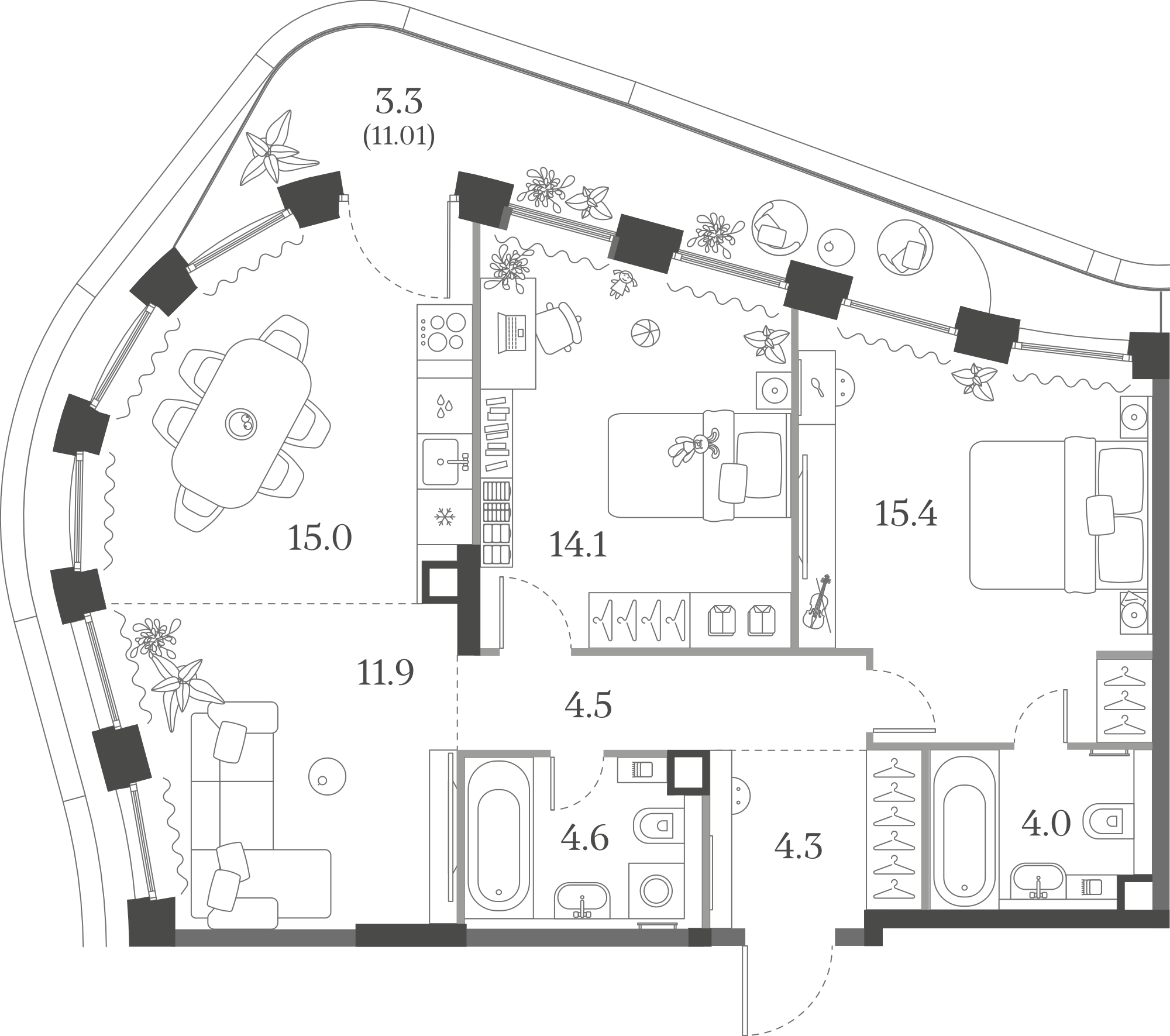 Официальная схема Муза, 77,1 м²