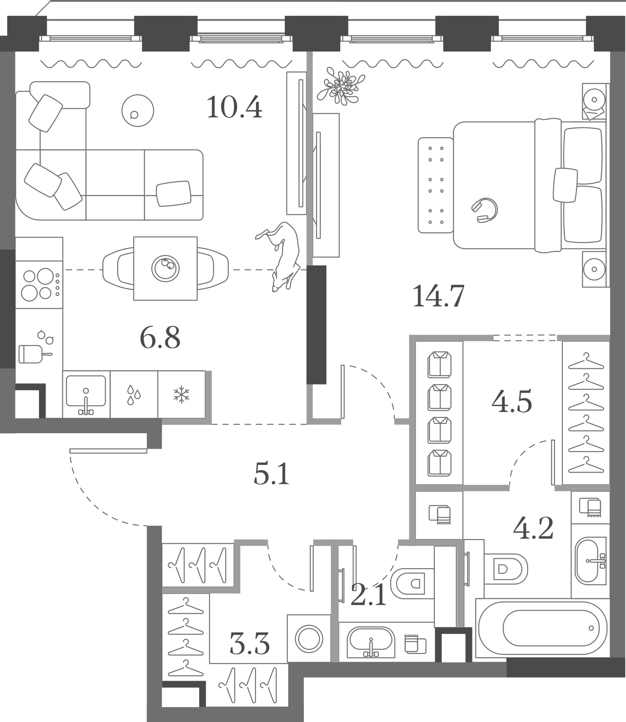 Официальная схема Муза, 51,1 м²