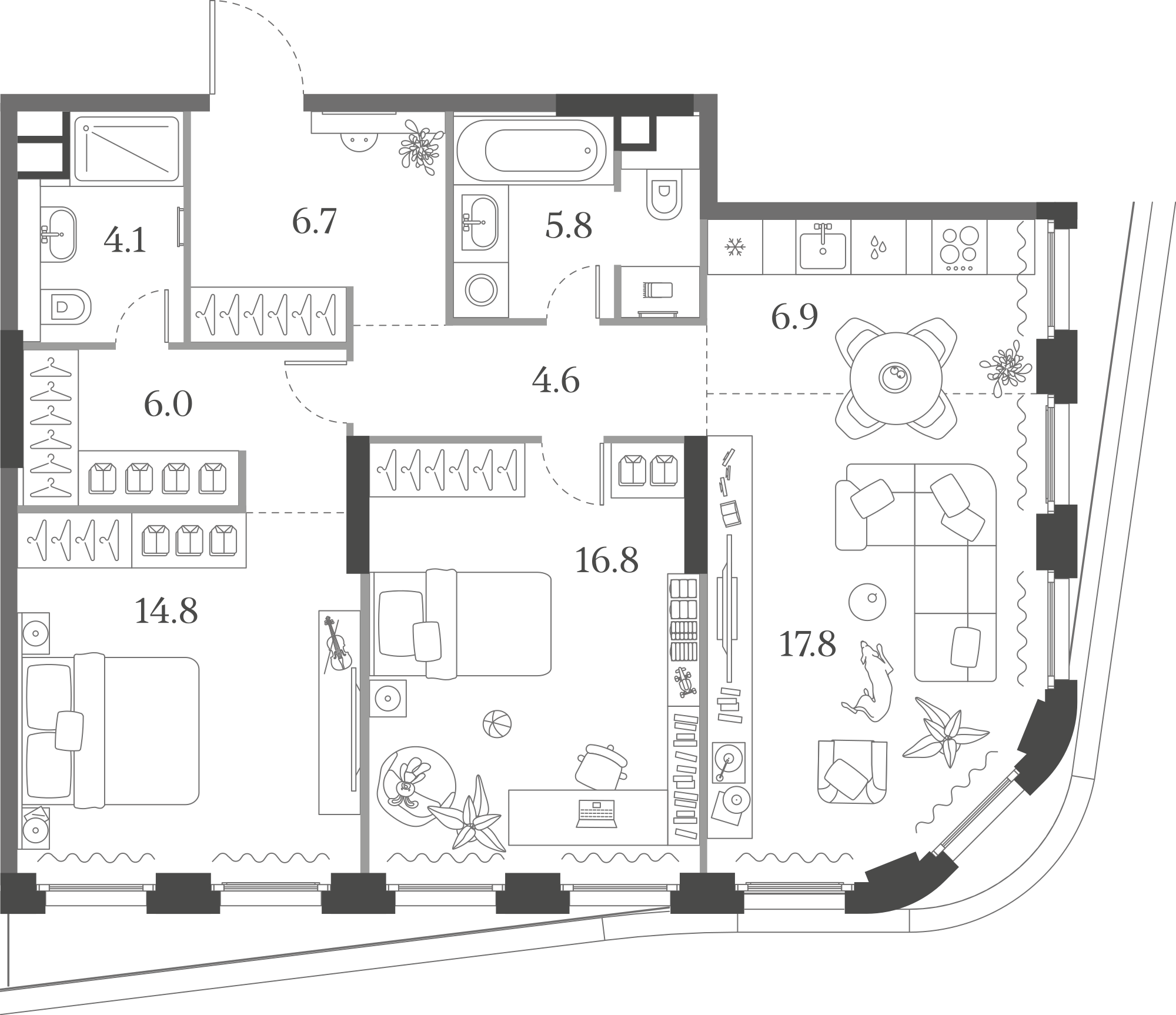 Официальная схема Муза, 83,5 м²