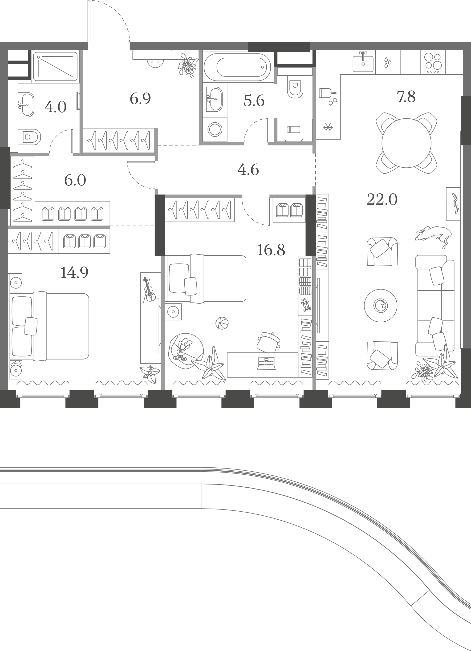 Официальная схема Муза, 88,6 м²