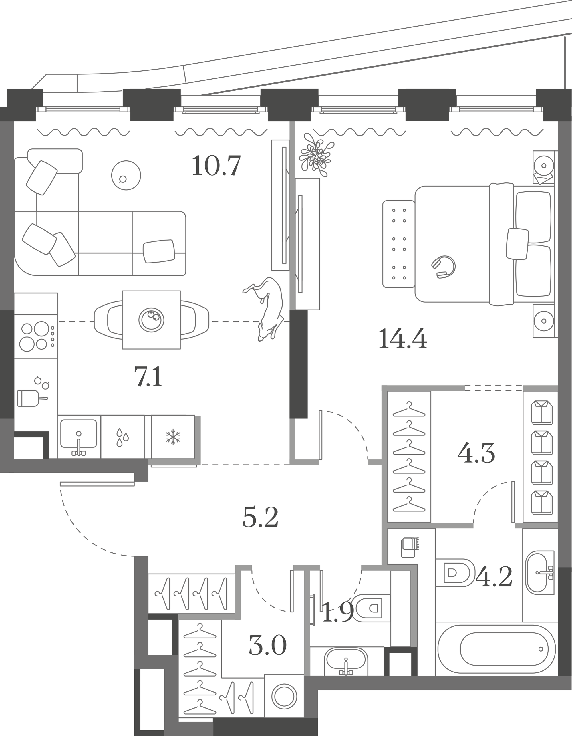 Официальная схема Муза, 50,8 м²