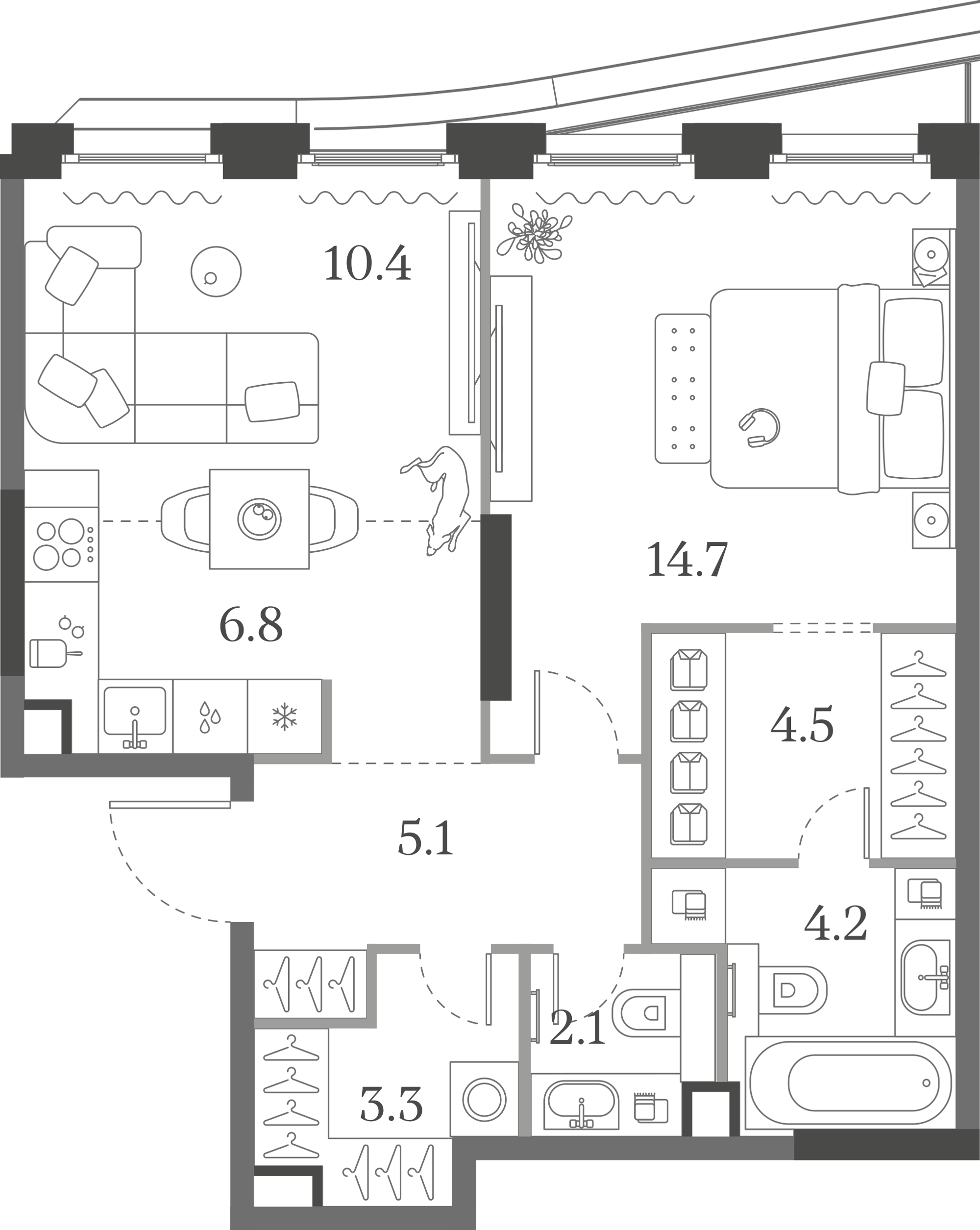 Официальная схема Муза, 51,1 м²