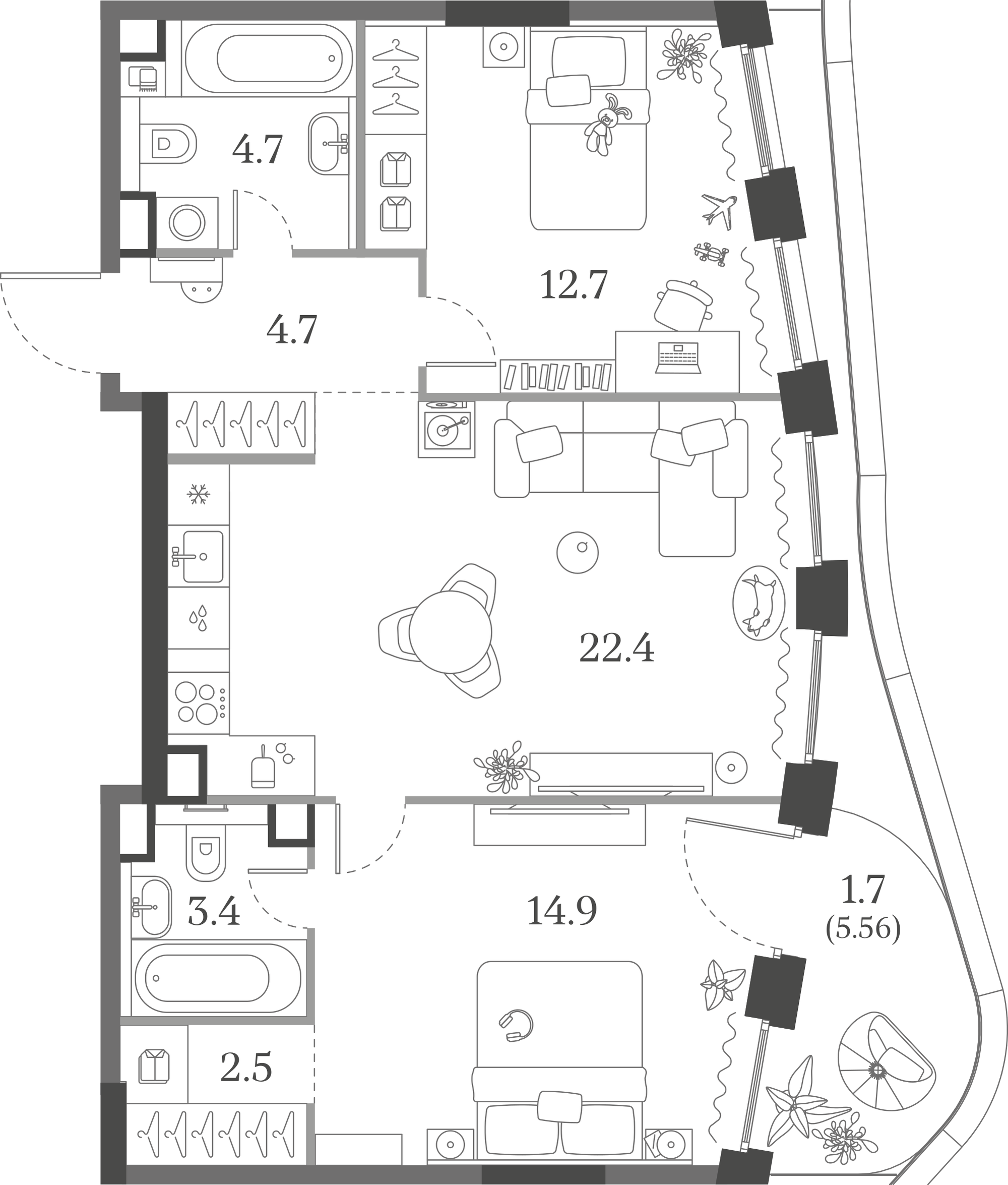 Официальная схема Муза, 67,0 м²