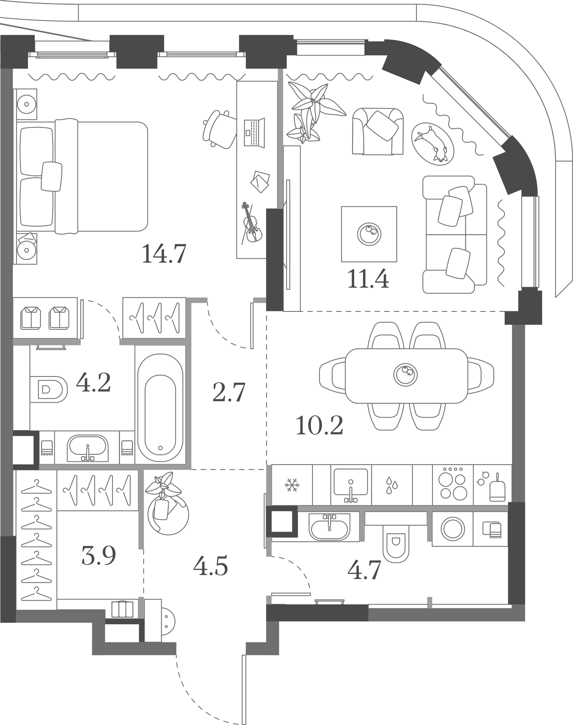 Официальная схема Муза, 56,3 м²