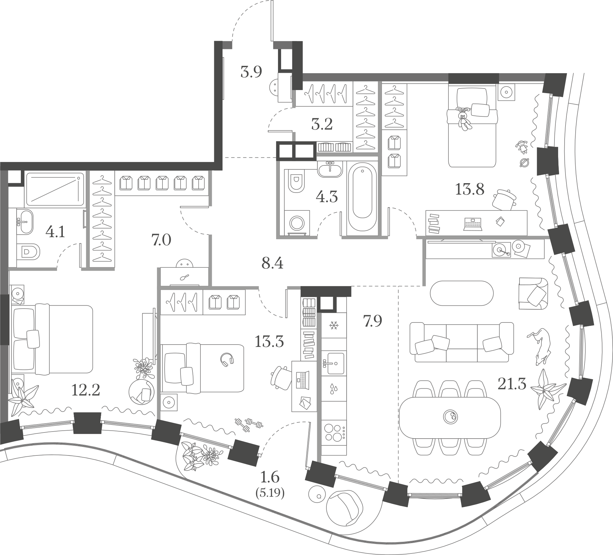 Официальная схема Муза, 101,0 м²