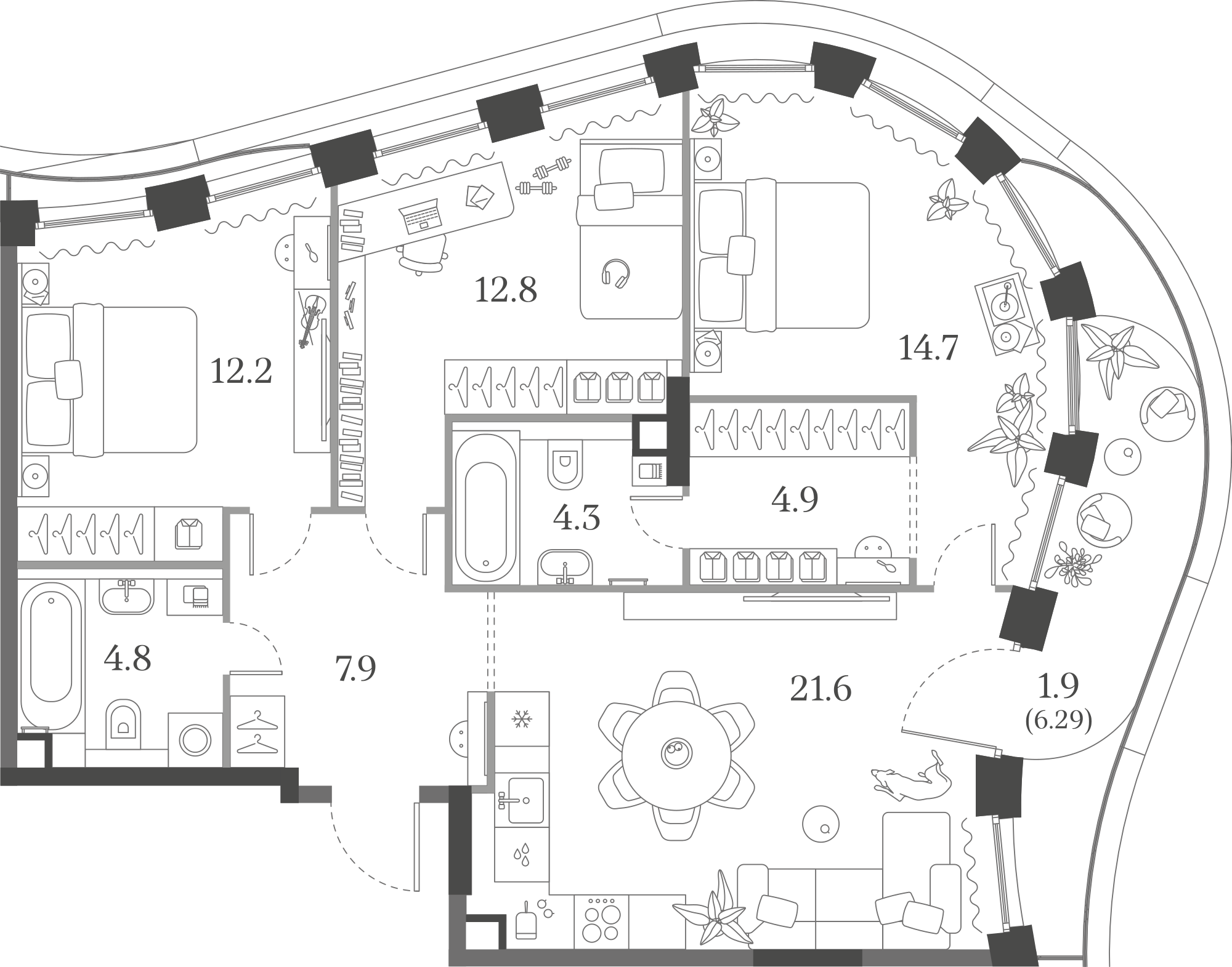 Официальная схема Муза, 85,1 м²