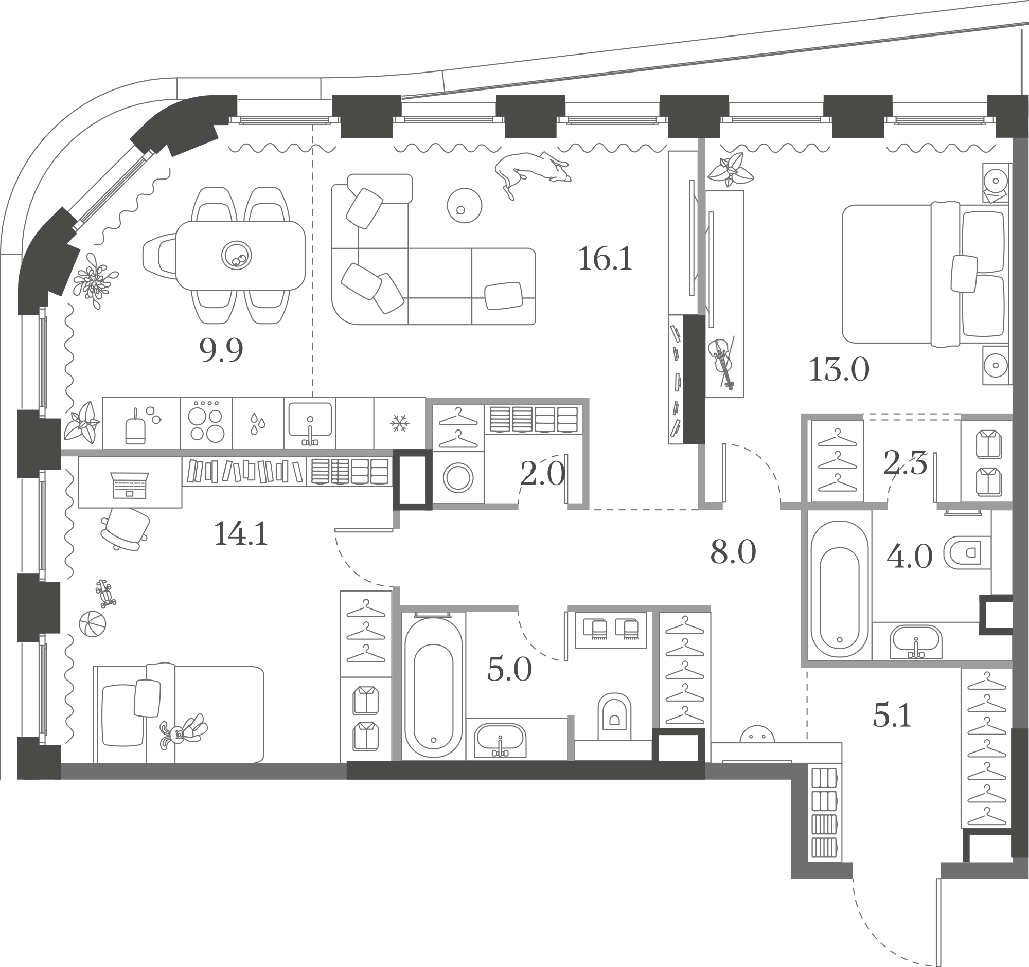 Официальная схема Муза, 79,5 м²