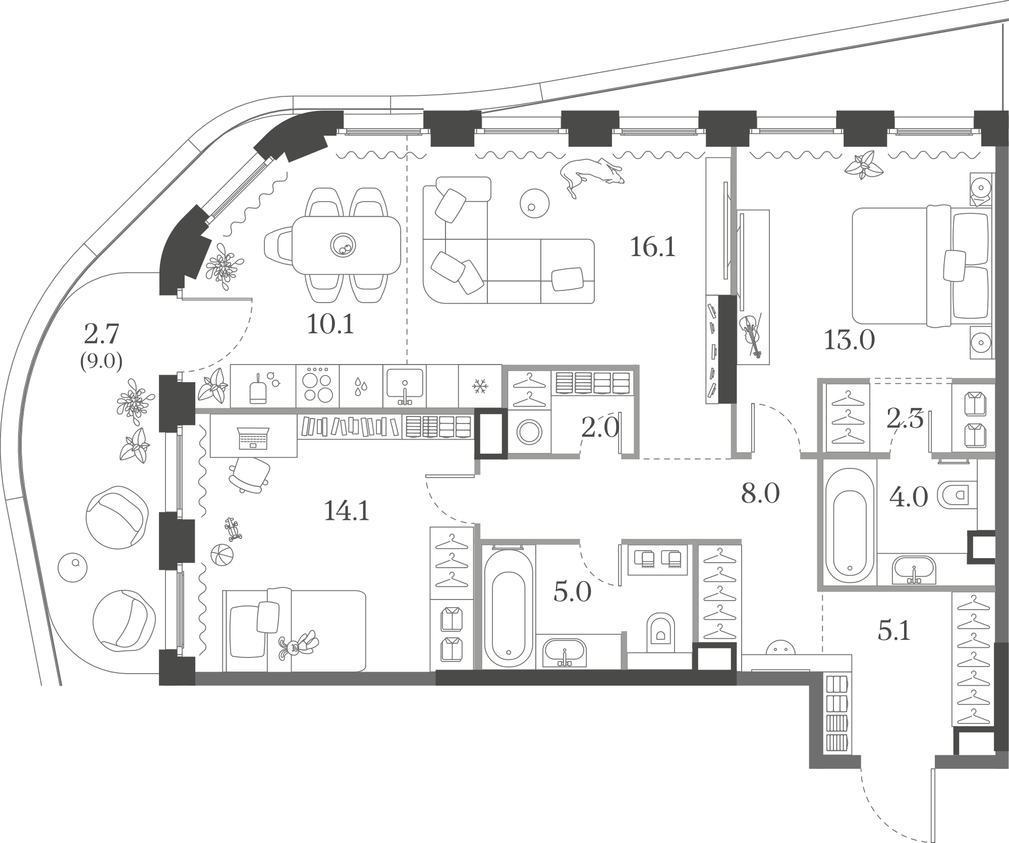 Официальная схема Муза, 82,4 м²