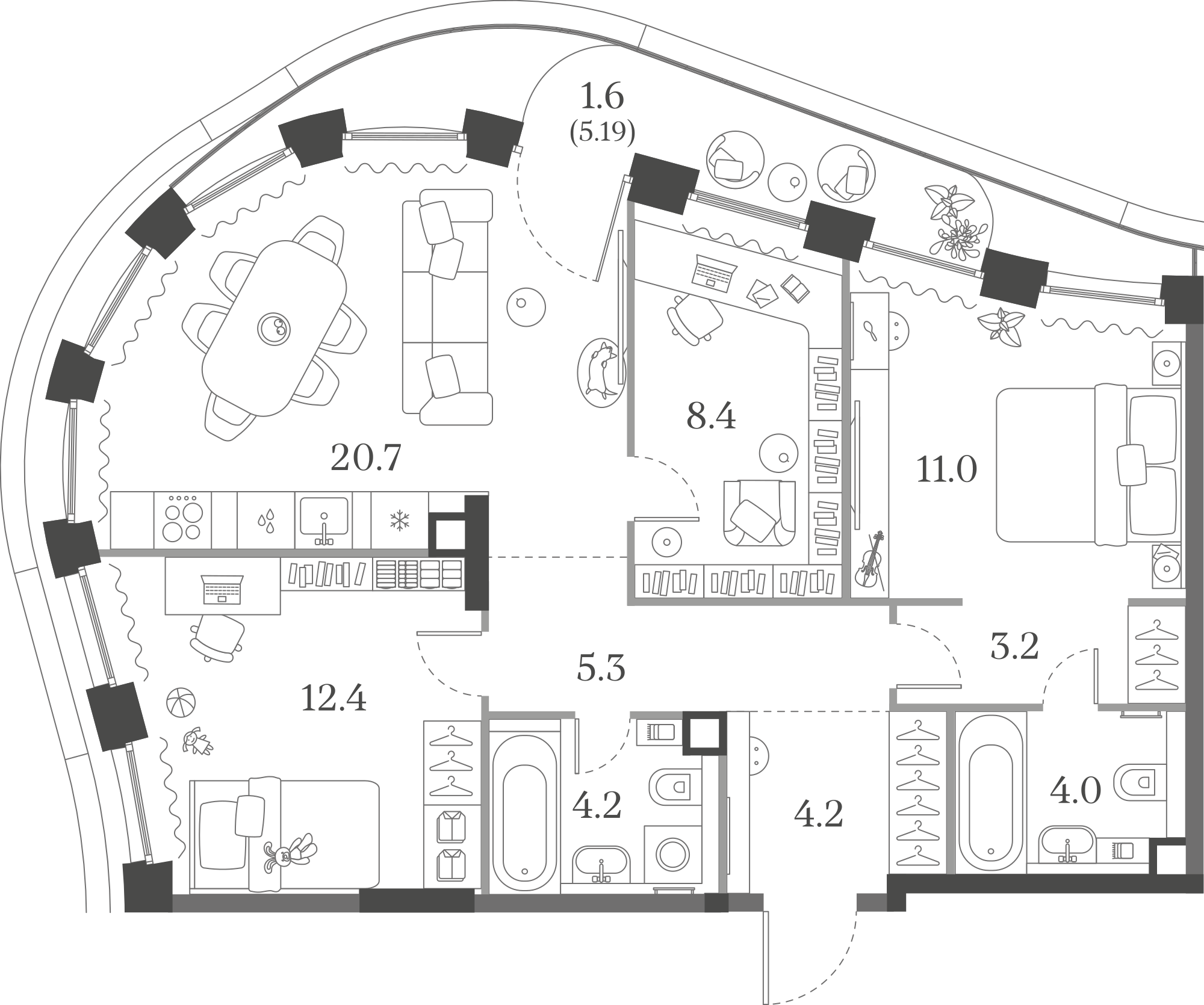 Официальная схема Муза, 75,0 м²