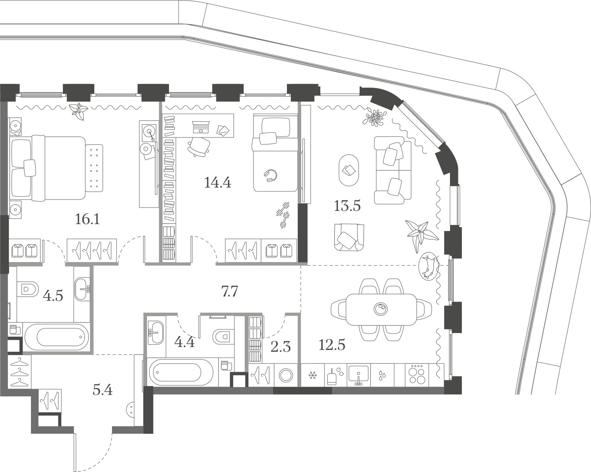 Официальная схема Муза, 80,8 м²