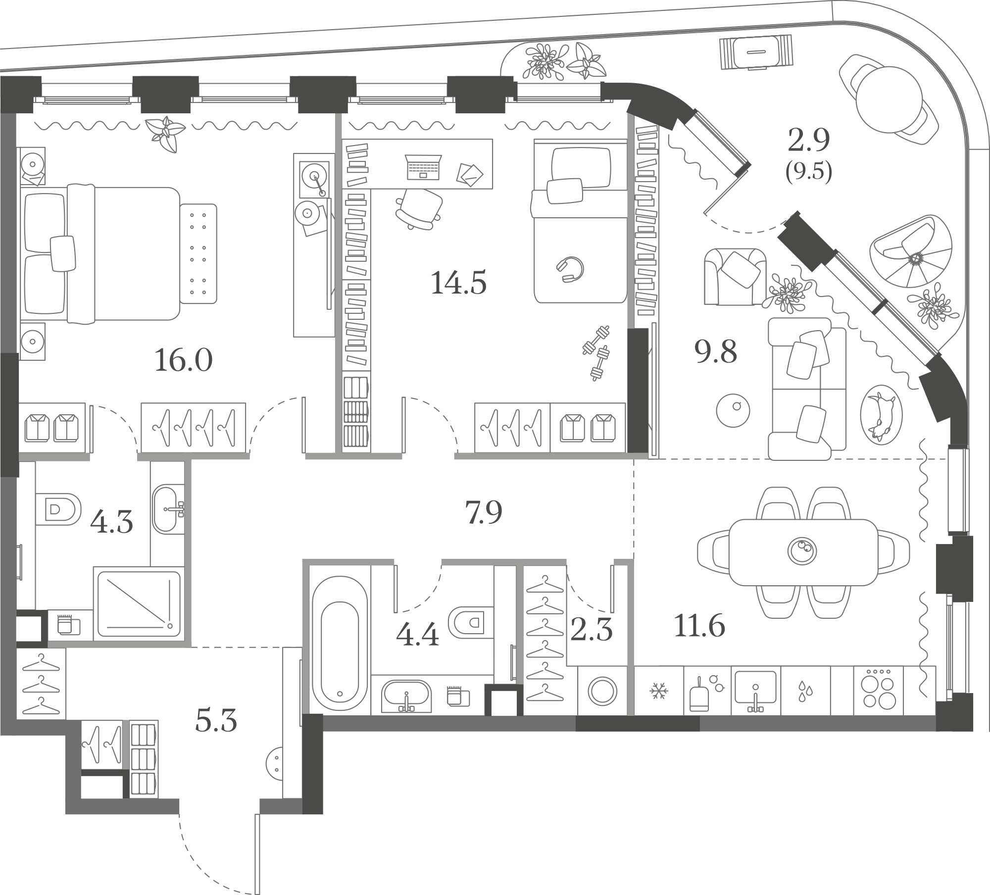 Официальная схема Муза, 79,0 м²
