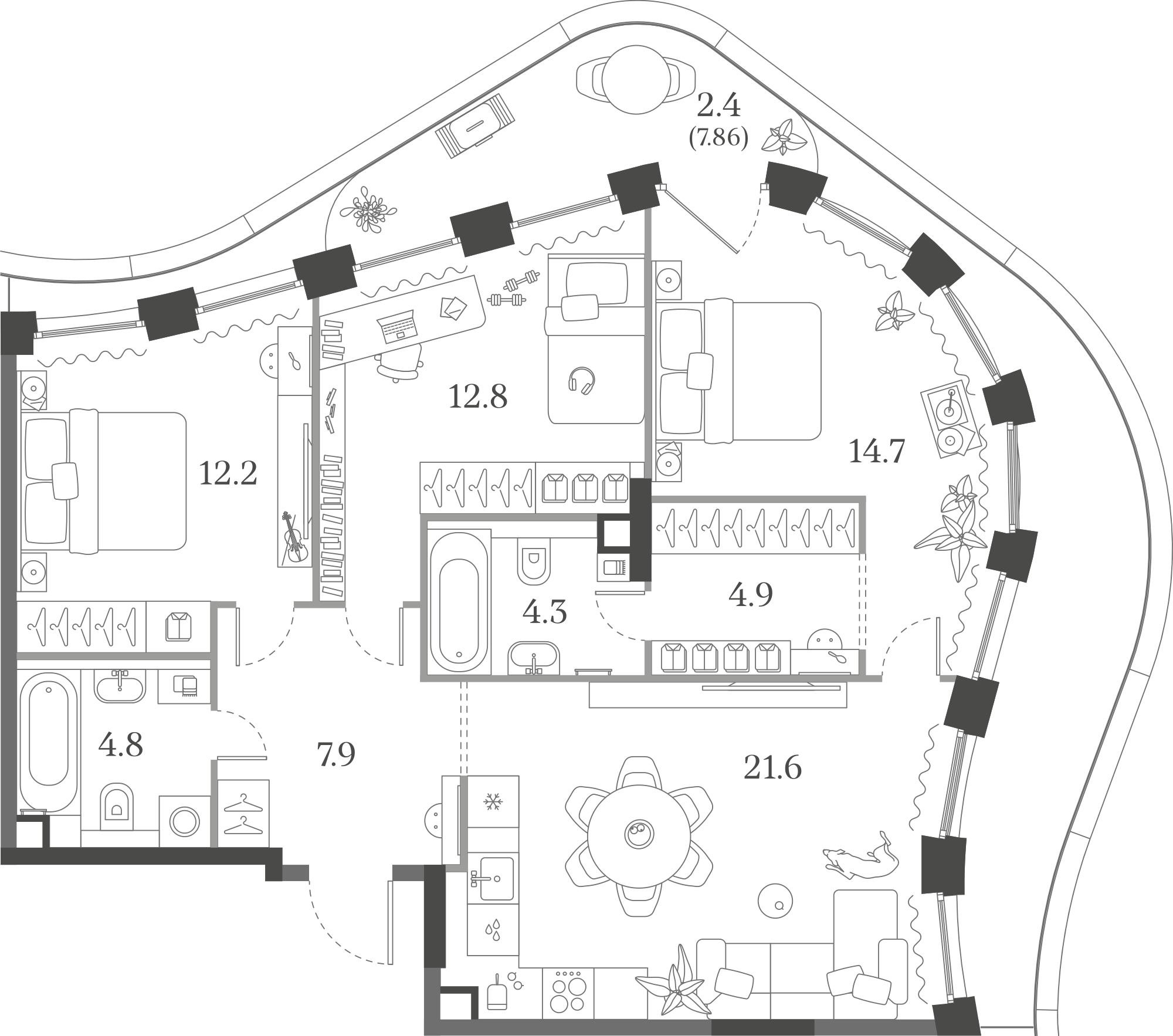 Официальная схема Муза, 85,6 м²