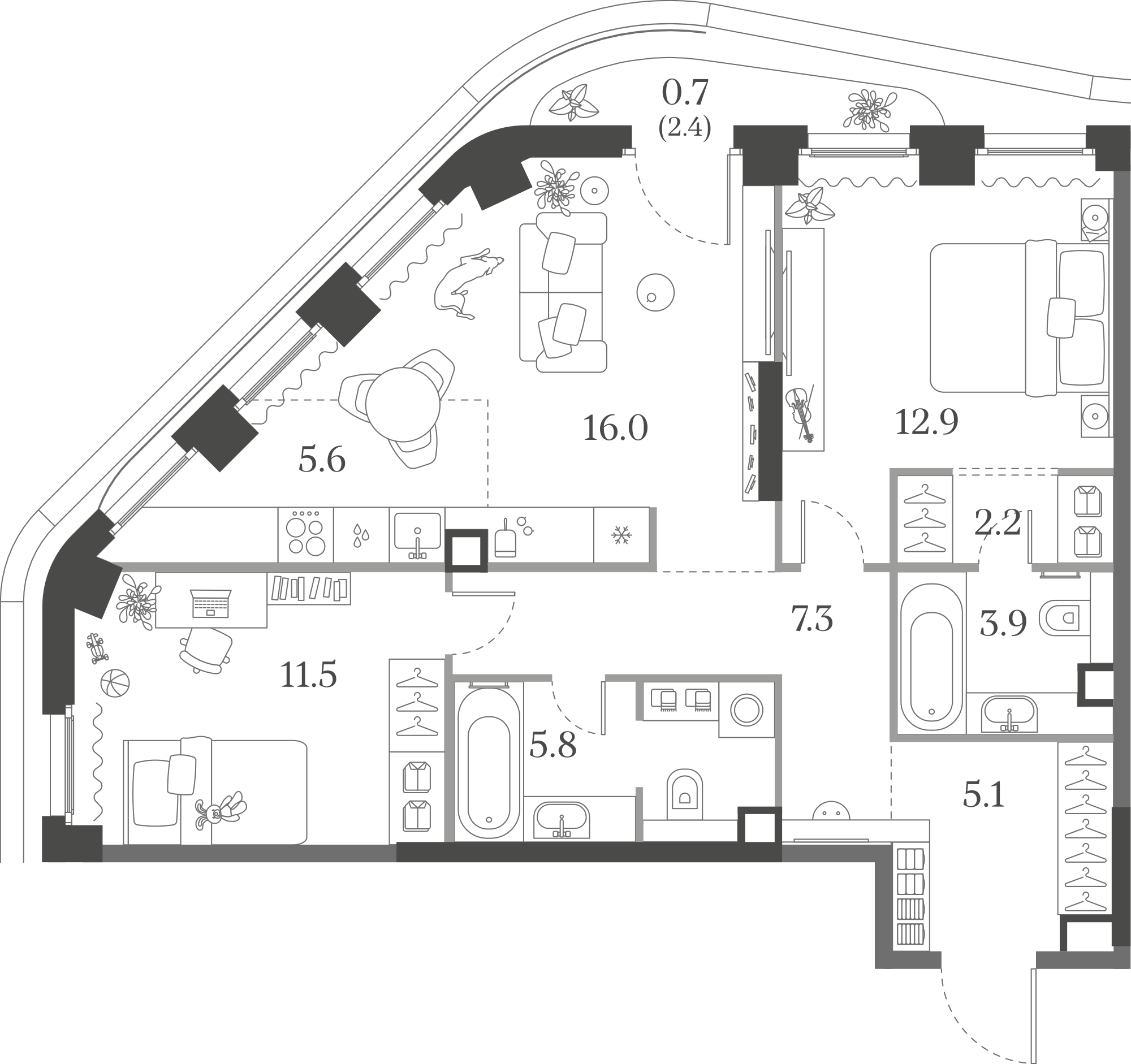 Официальная схема Муза, 71,0 м²