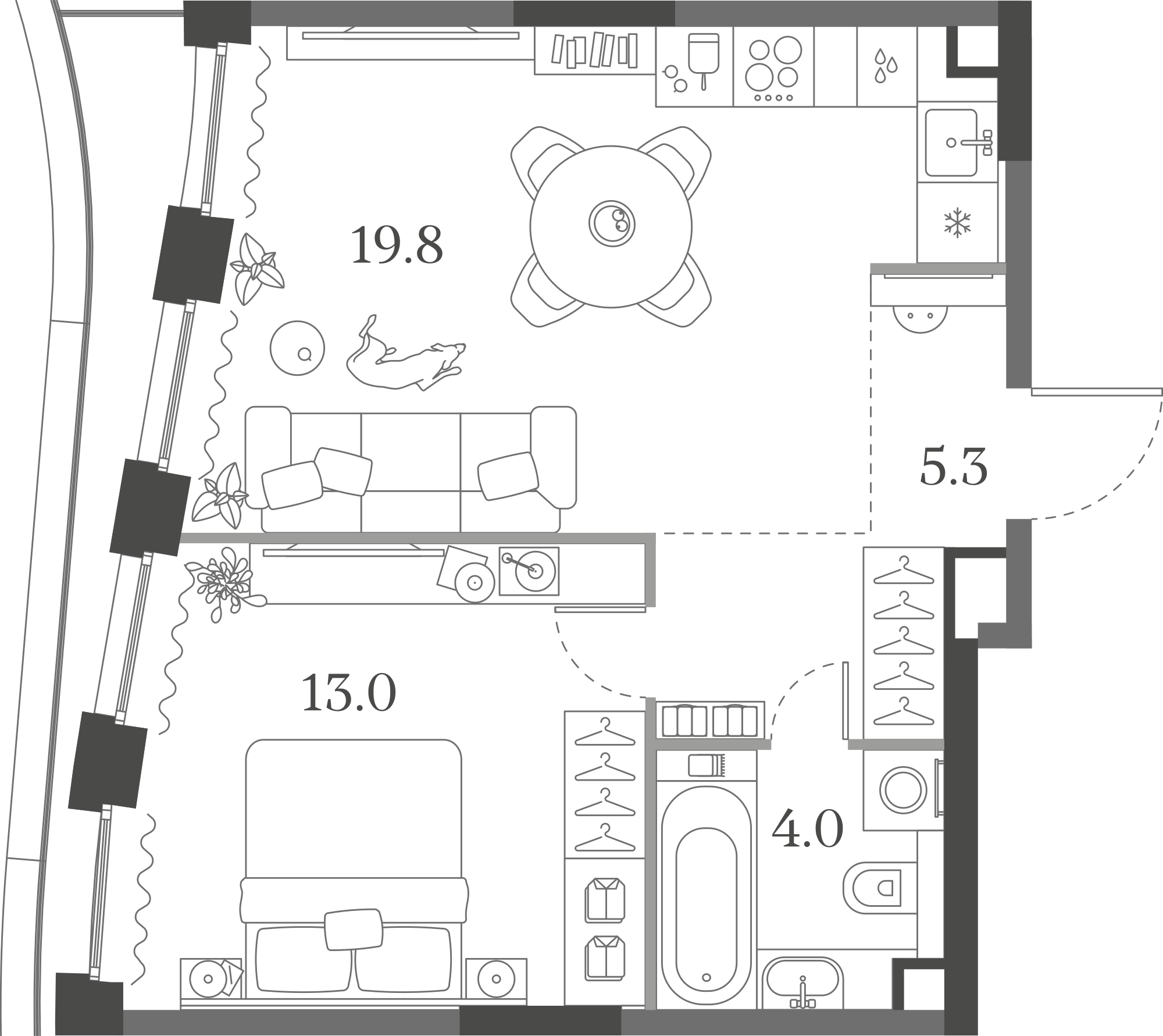 Официальная схема Муза, 42,1 м²