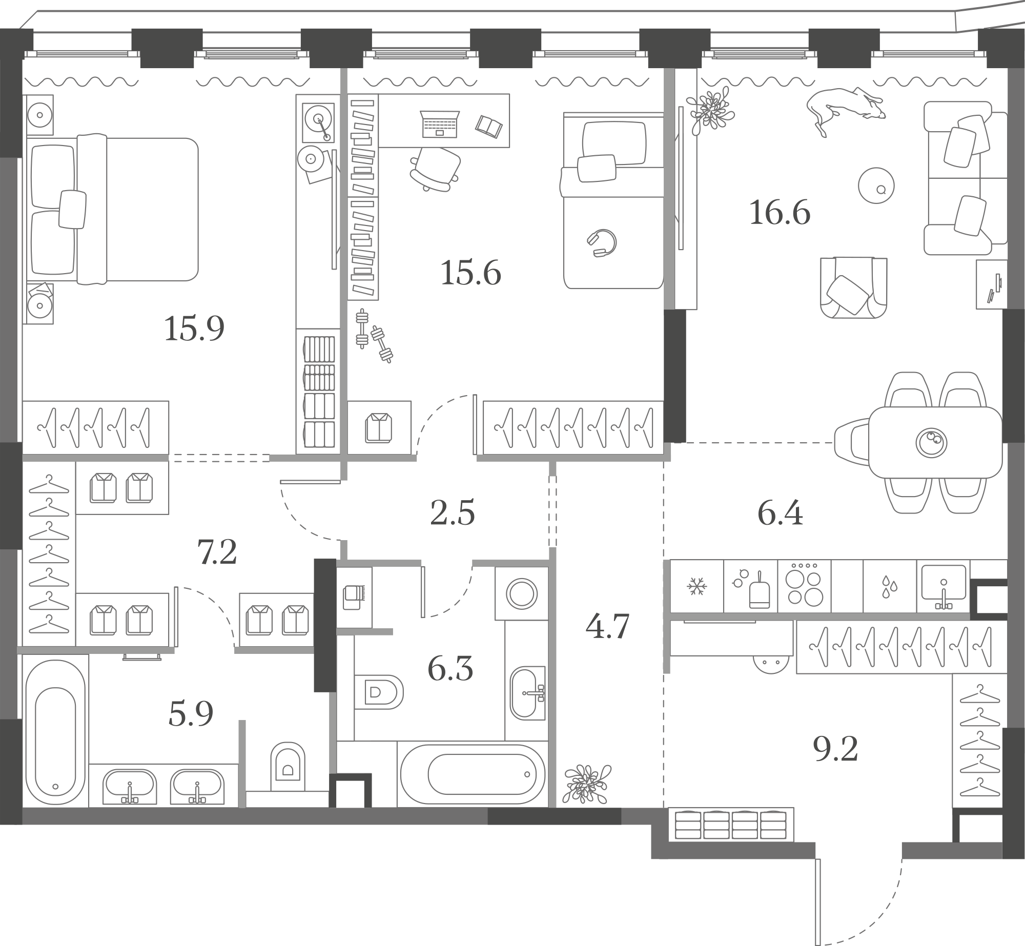 Официальная схема Муза, 90,3 м²