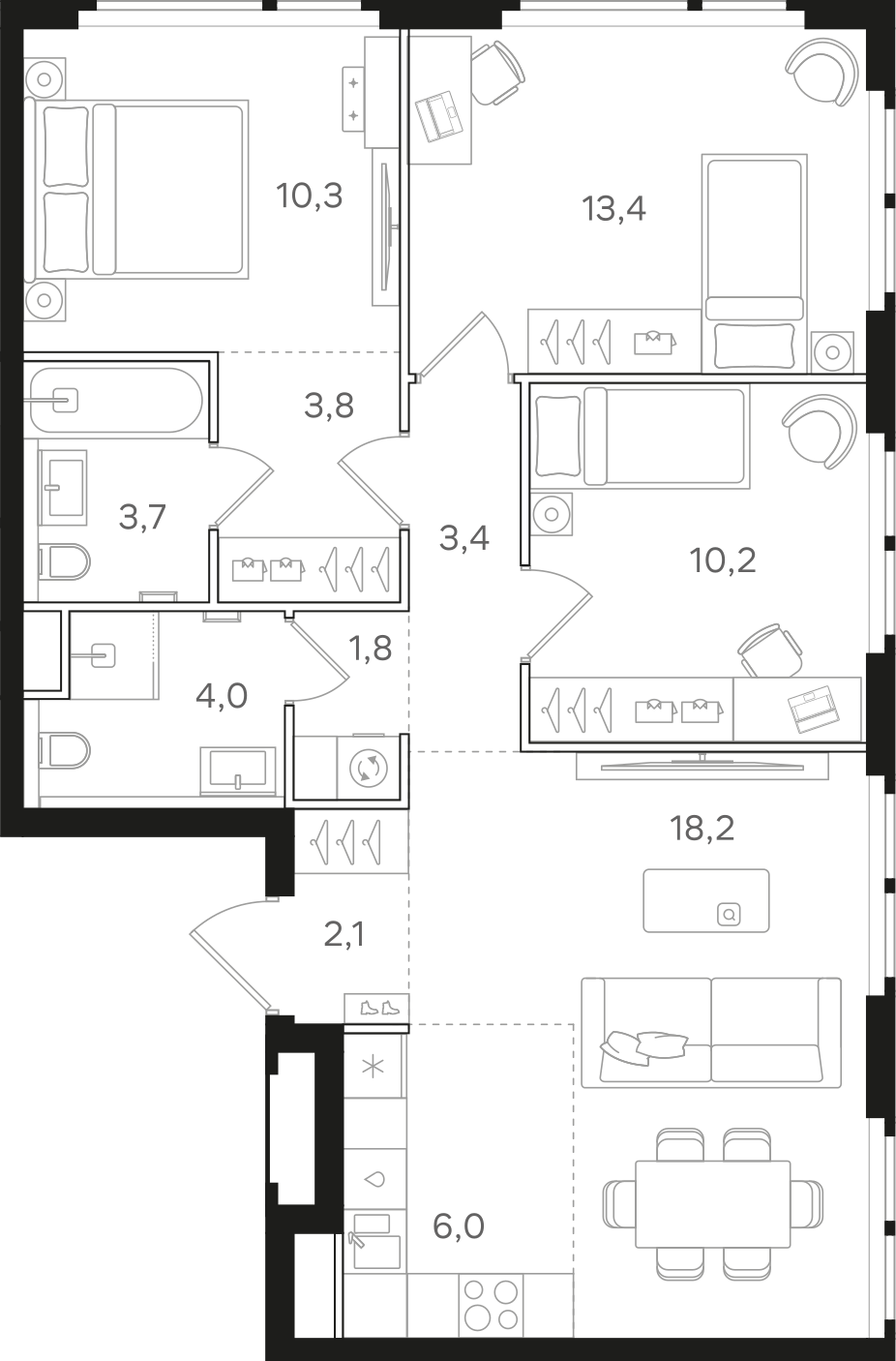 Официальная схема НАЗАРÉ, 76,9 м²