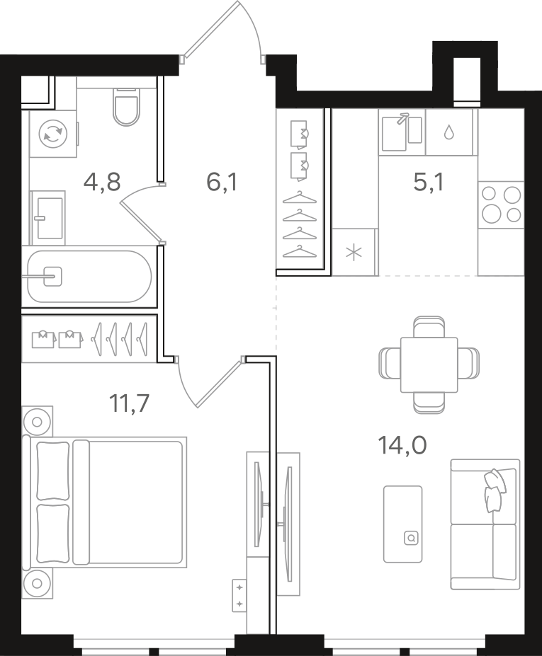 Официальная схема НАЗАРÉ, 41,7 м²