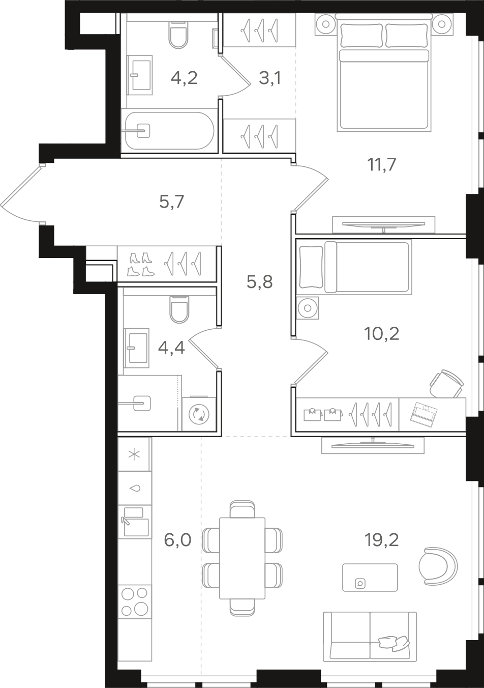 Официальная схема НАЗАРÉ, 70,3 м²