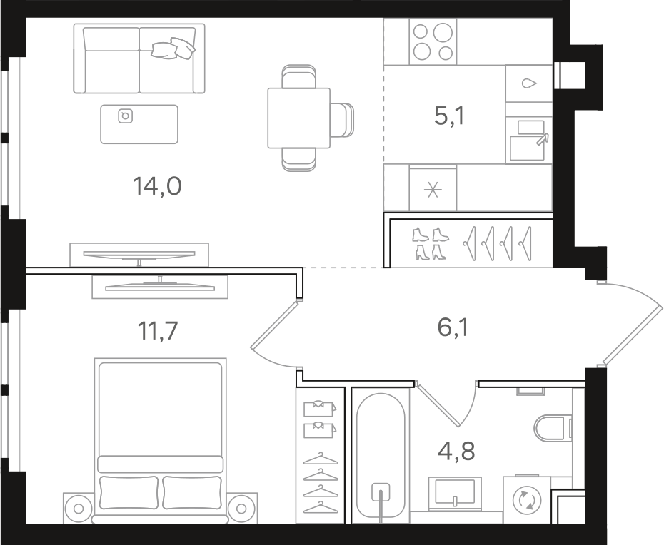 Официальная схема НАЗАРÉ, 41,7 м²