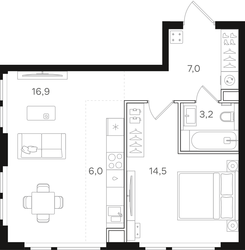 Официальная схема НАЗАРÉ, 47,6 м²