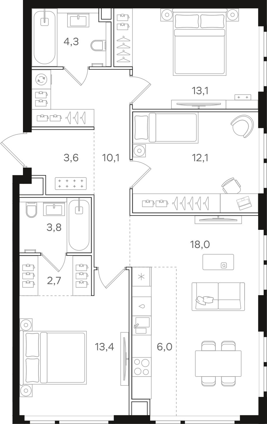 Официальная схема НАЗАРÉ, 87,1 м²