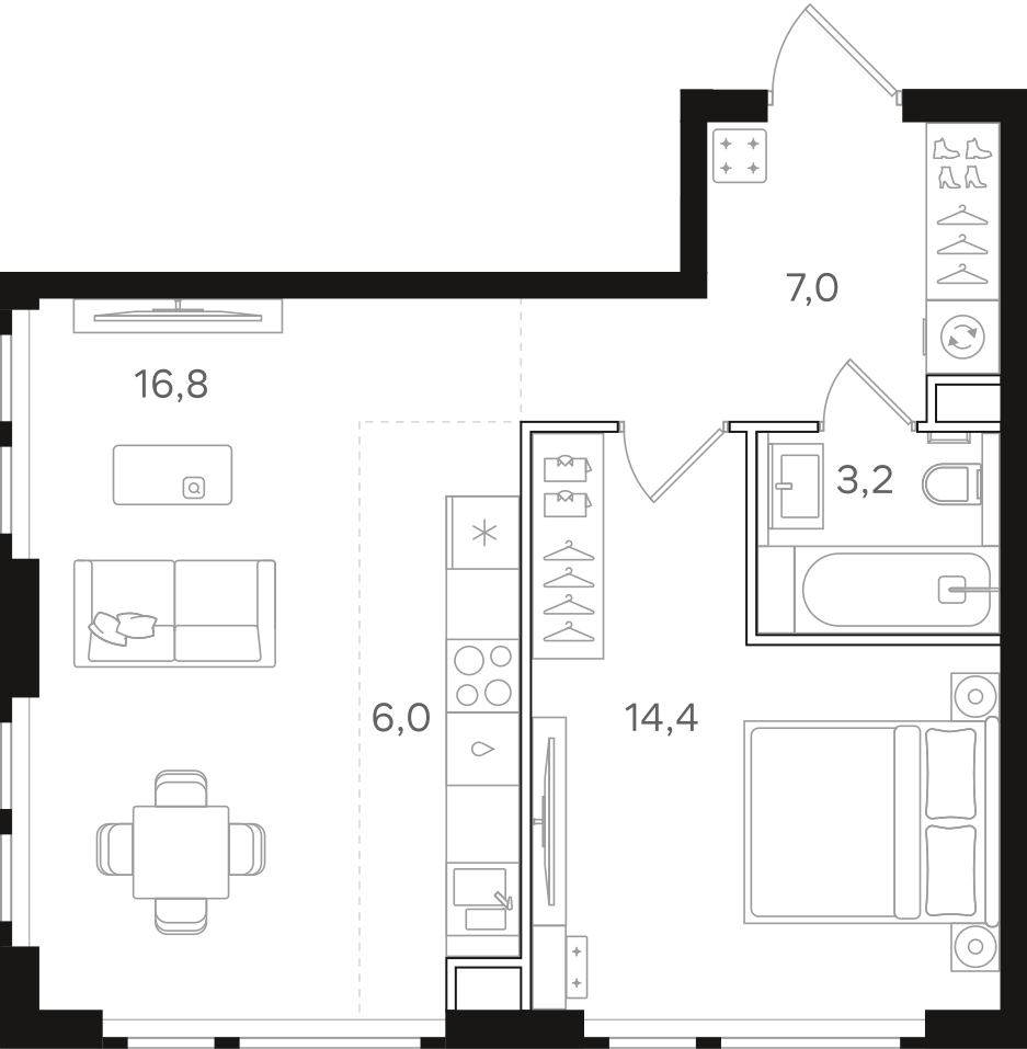 Официальная схема НАЗАРÉ, 47,4 м²