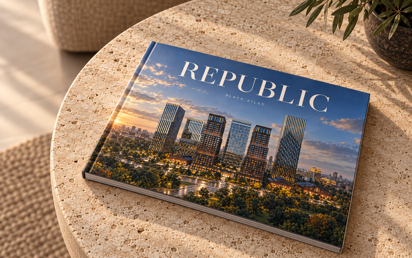 Архитектурный журнал Republic на каменном столике