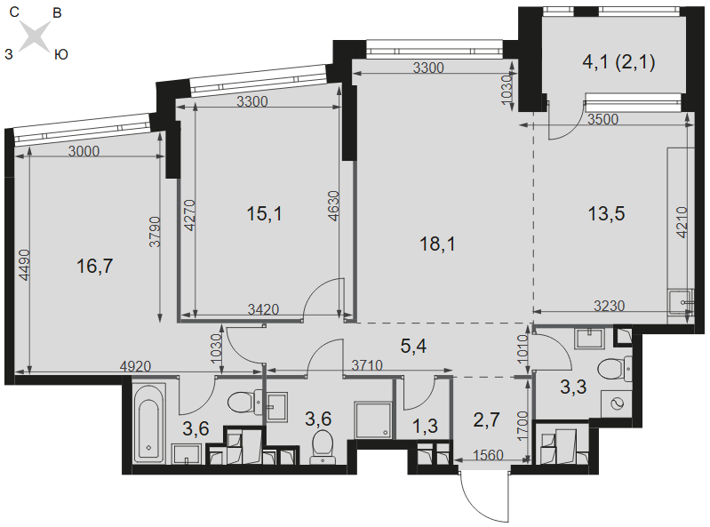 Официальная планировка Роттердам, 85,4 м²