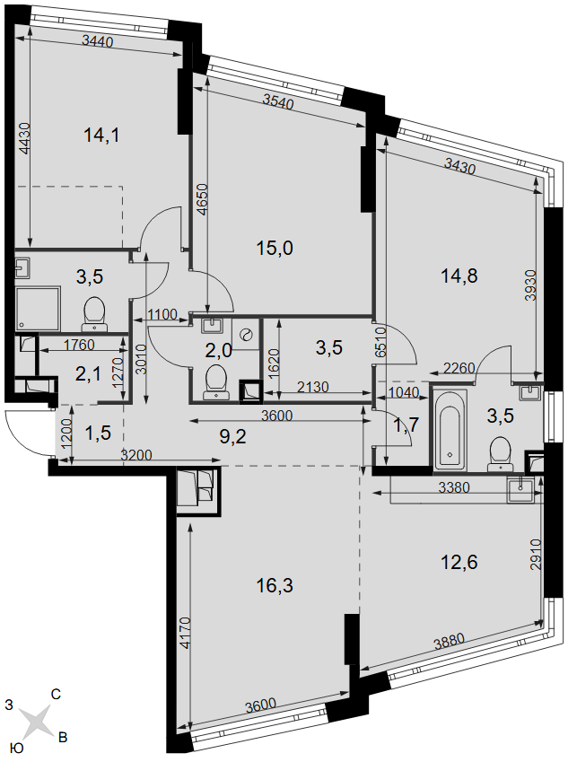 Официальная планировка Роттердам, 99,8 м²
