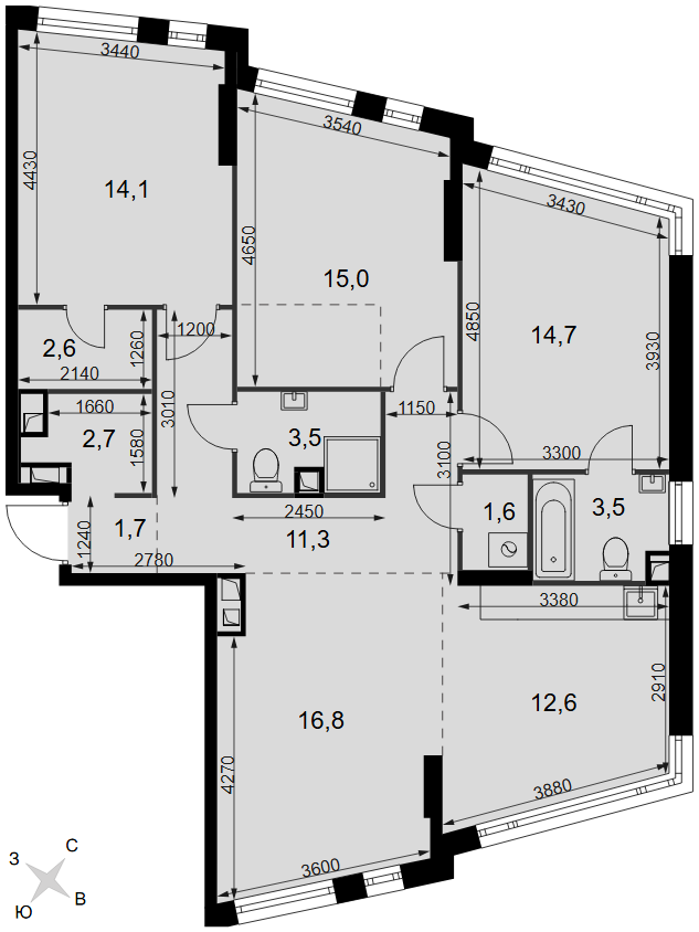 Официальная планировка Роттердам, 100,1 м²