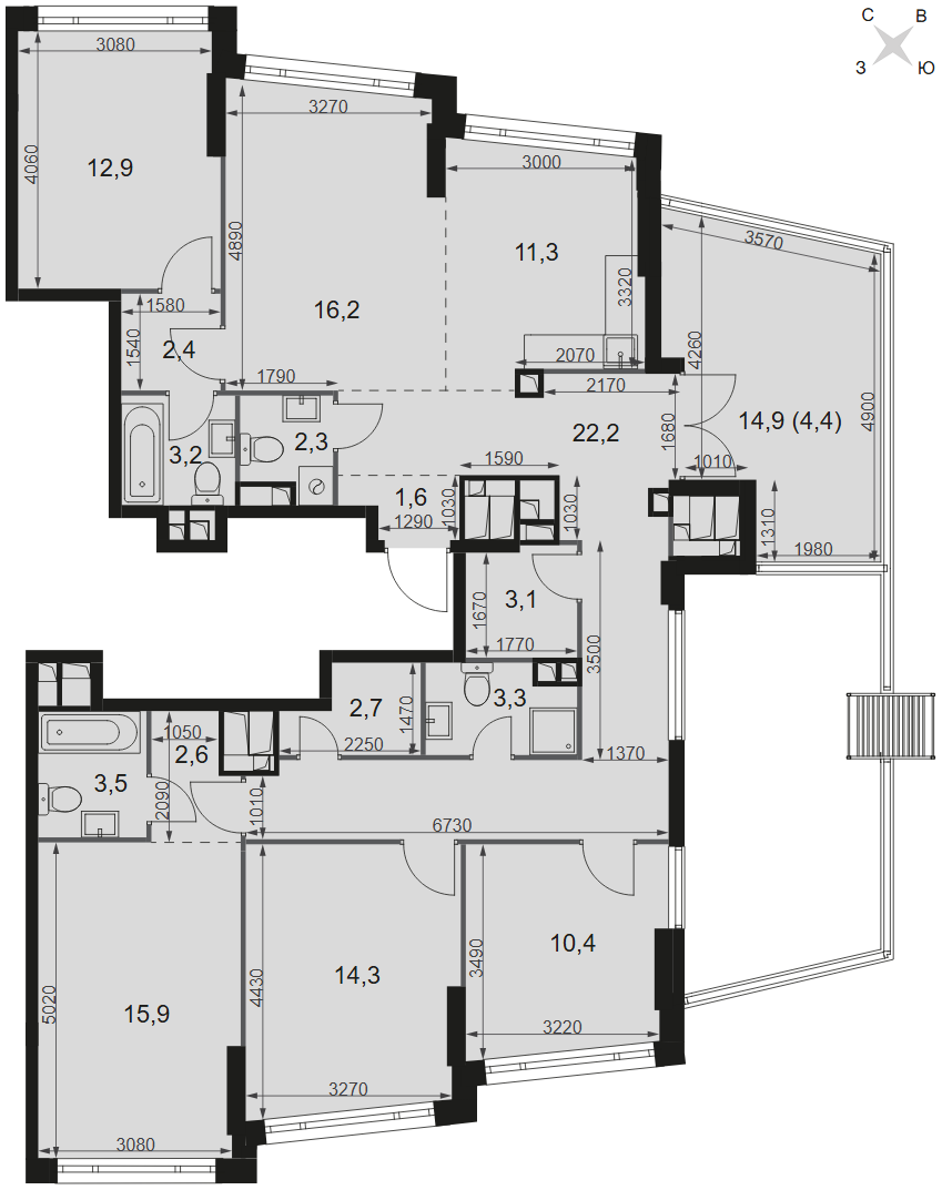 Официальная планировка Роттердам, 132,3 м²