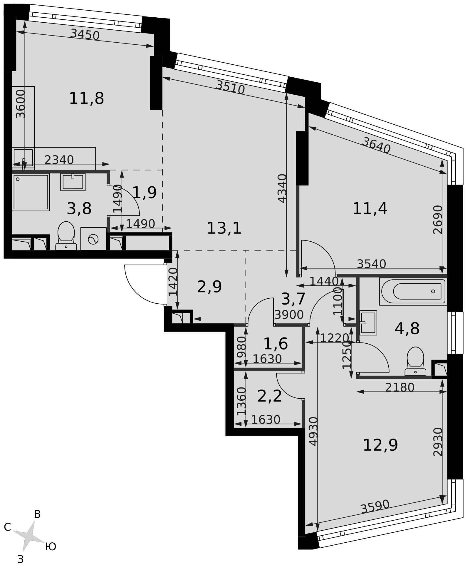 Официальная планировка Роттердам, 33 м²
