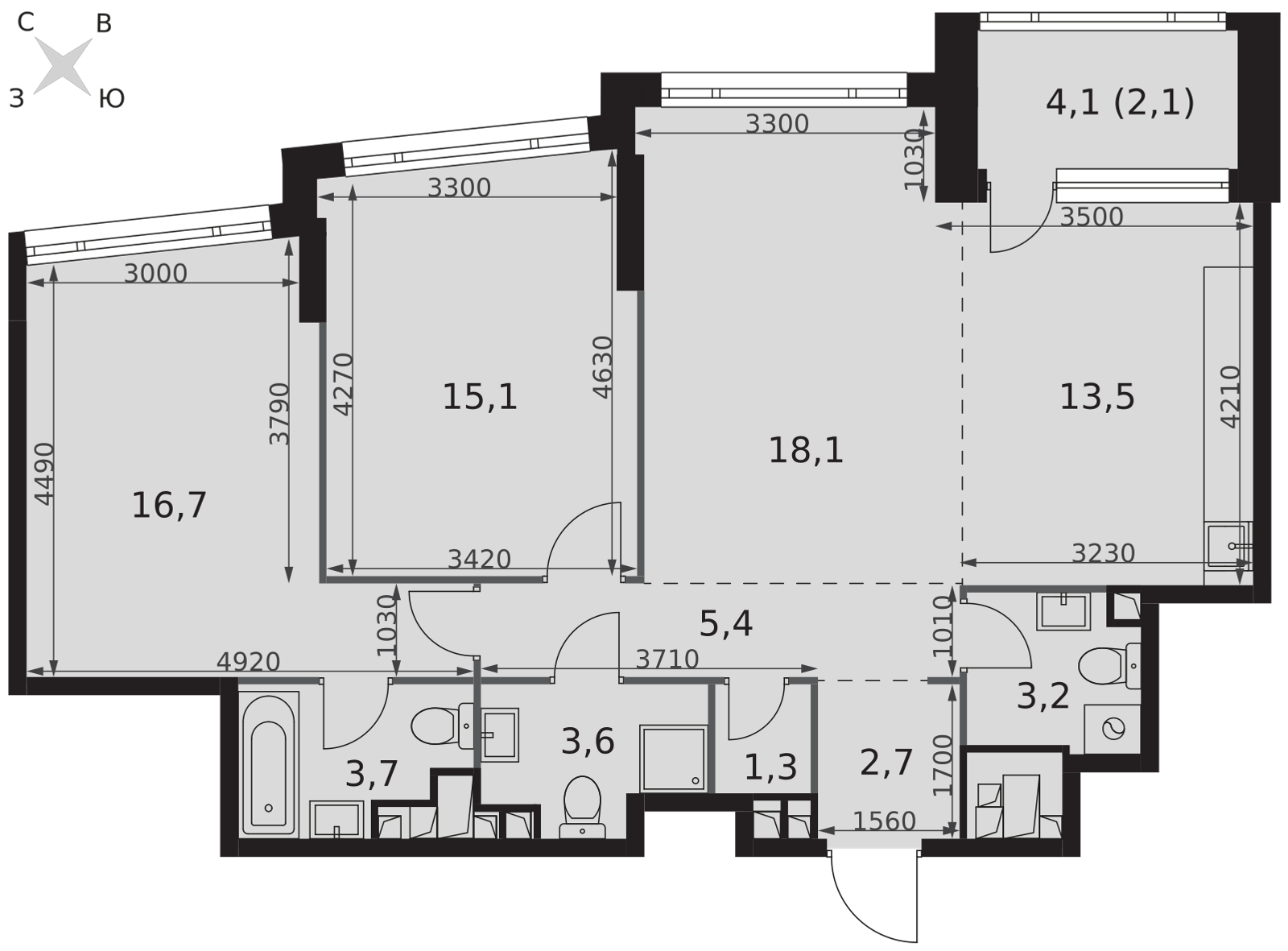 Официальная планировка Роттердам, 33 м²
