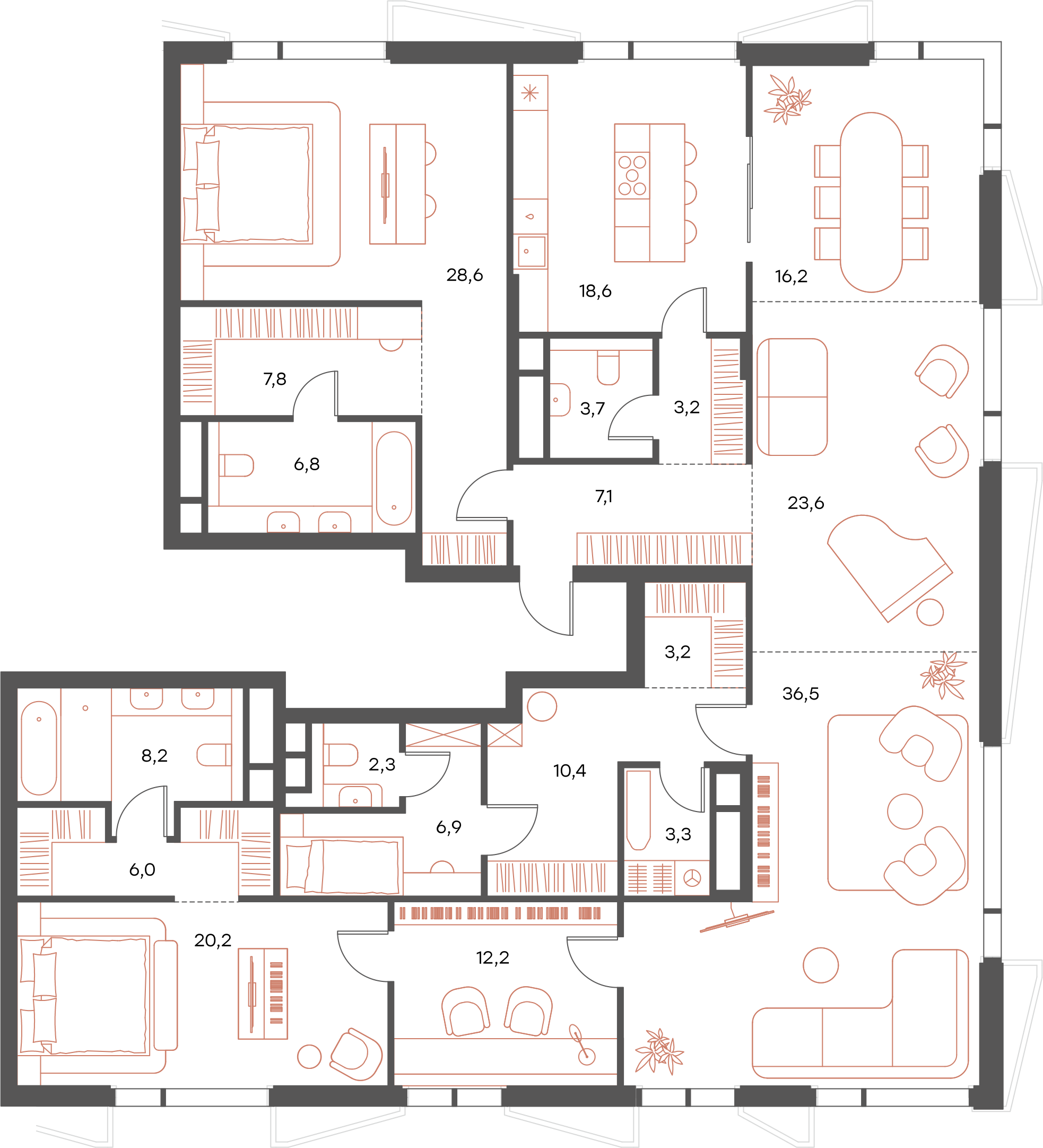 Официальная схема Саввинская 17, 224,8 м²