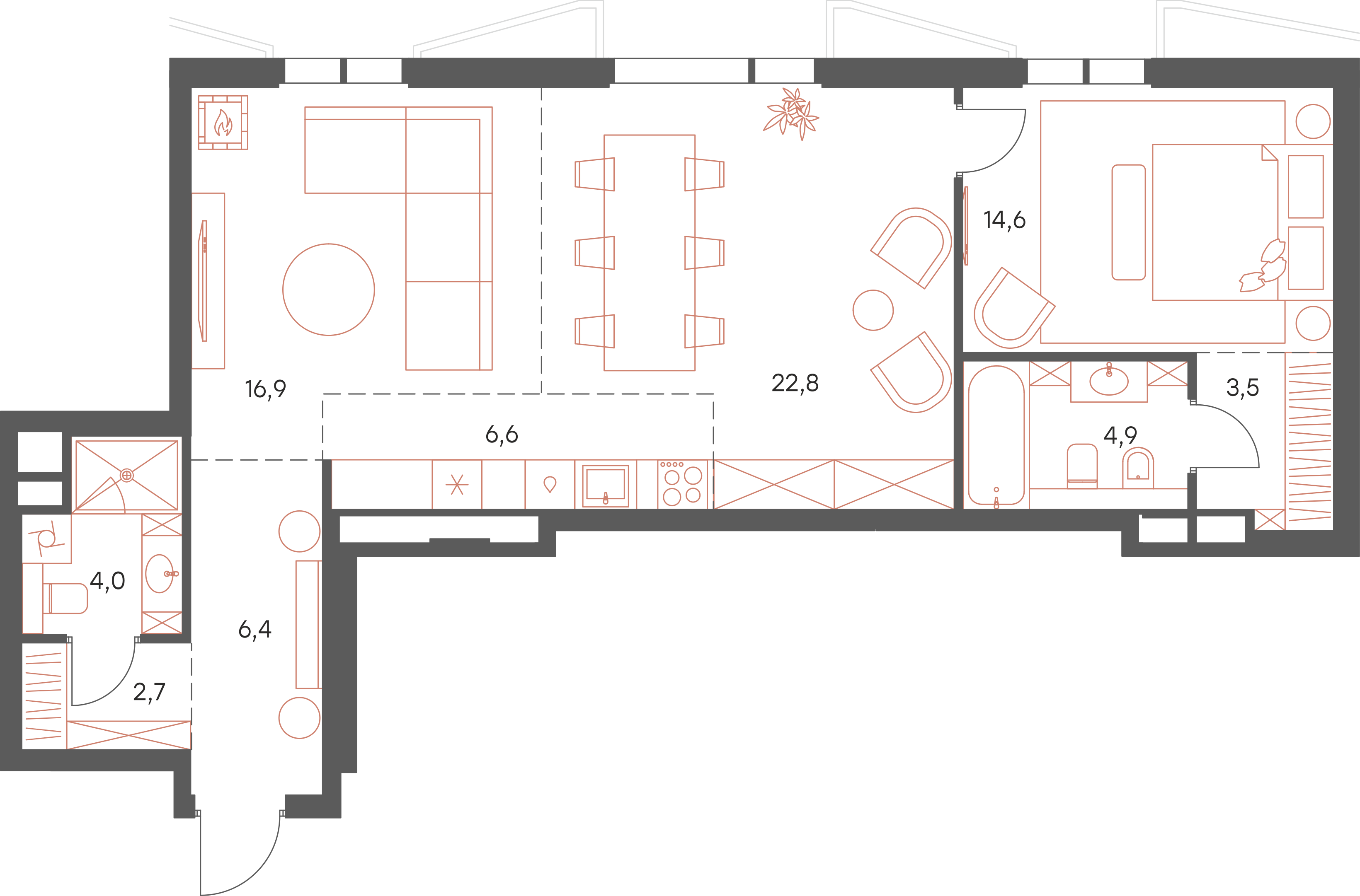 Официальная схема Саввинская 17, 82,4 м²