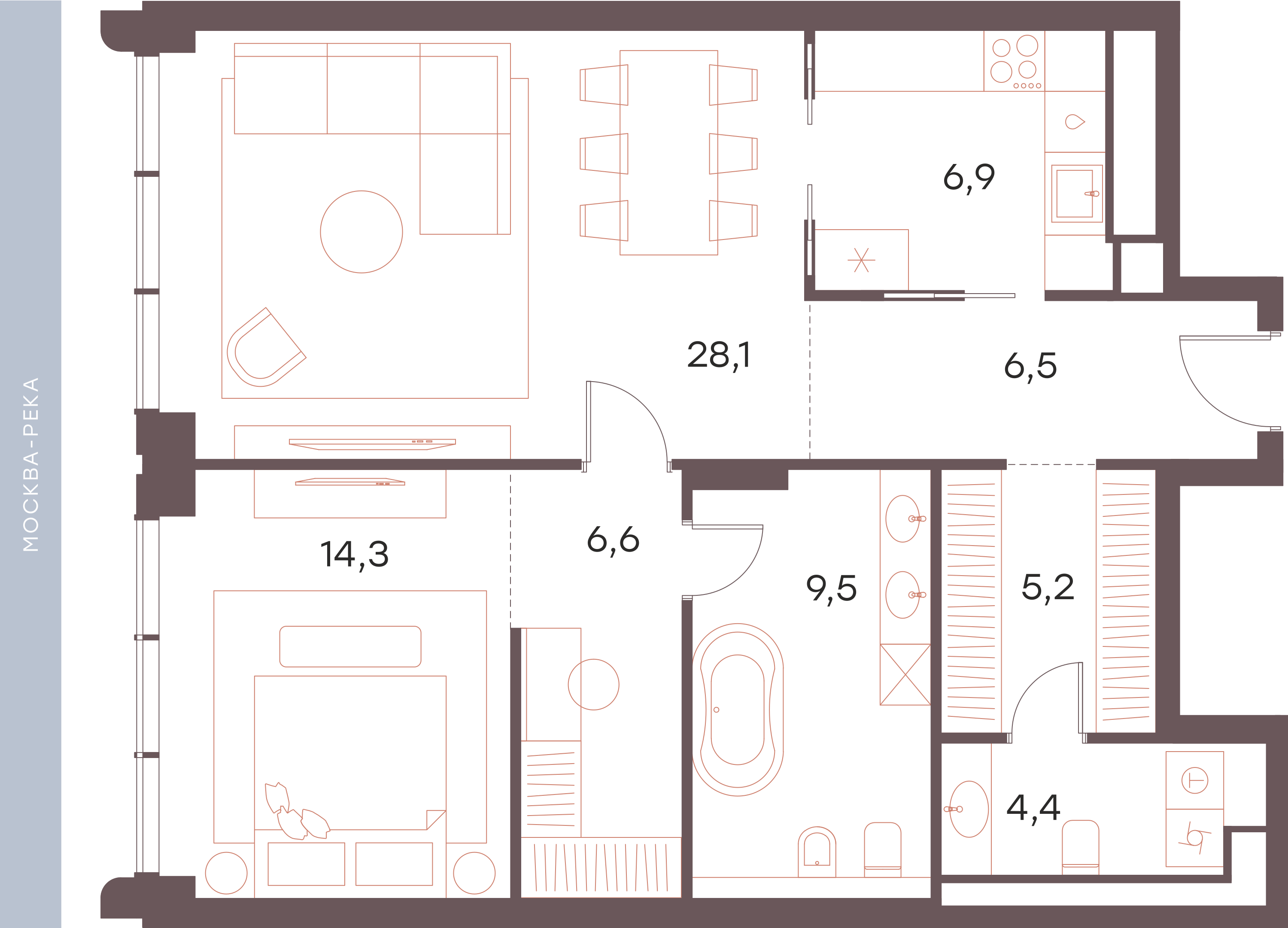 Официальная схема Саввинская 27, 81,5 м²