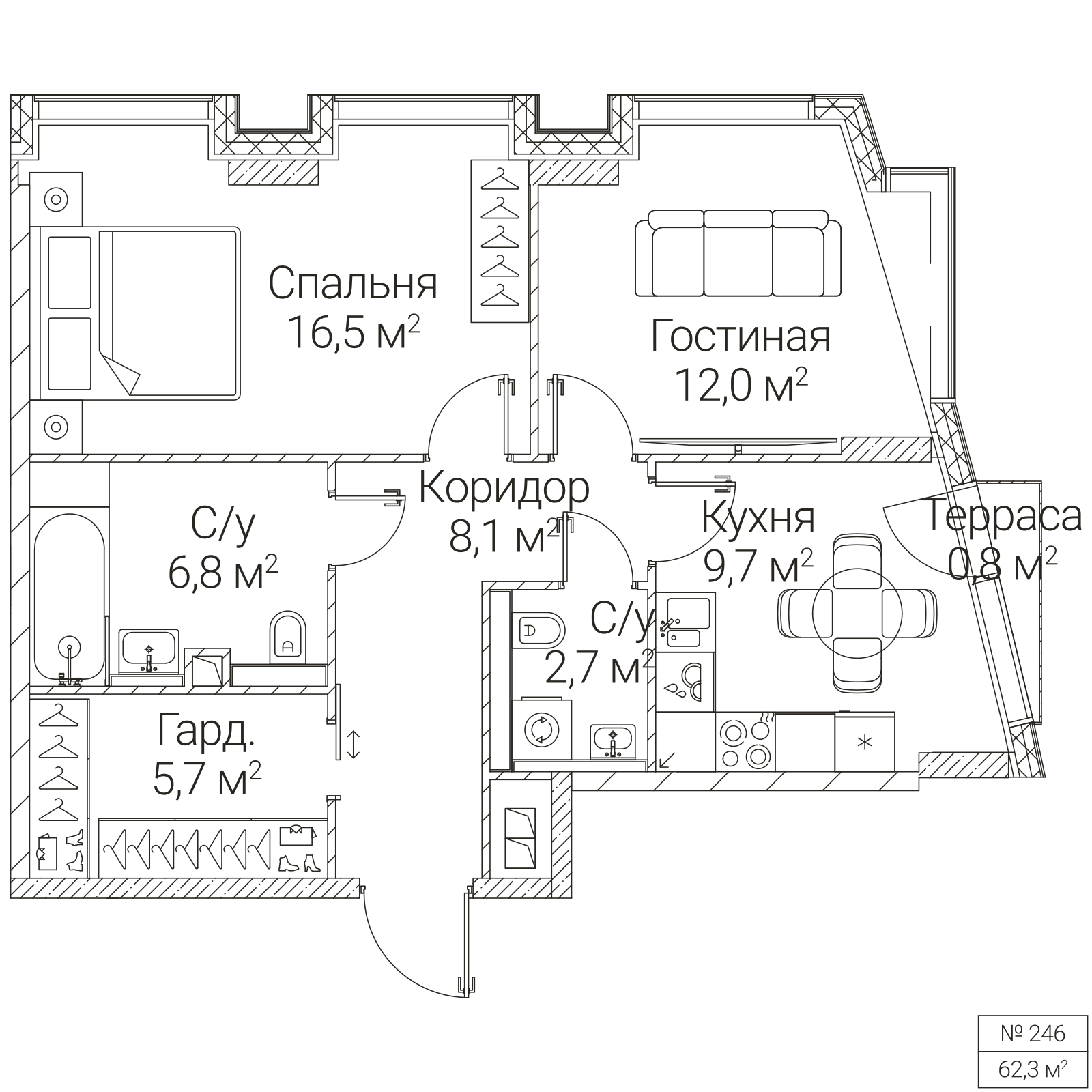 Официальная планировка SEZAR FUTURE, 61,7 м²