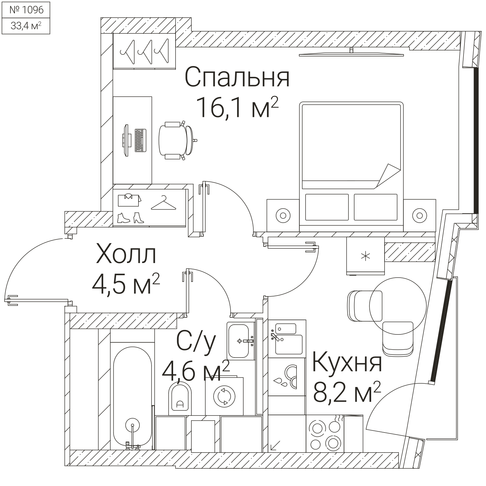Официальная планировка SEZAR FUTURE, 33,4 м²