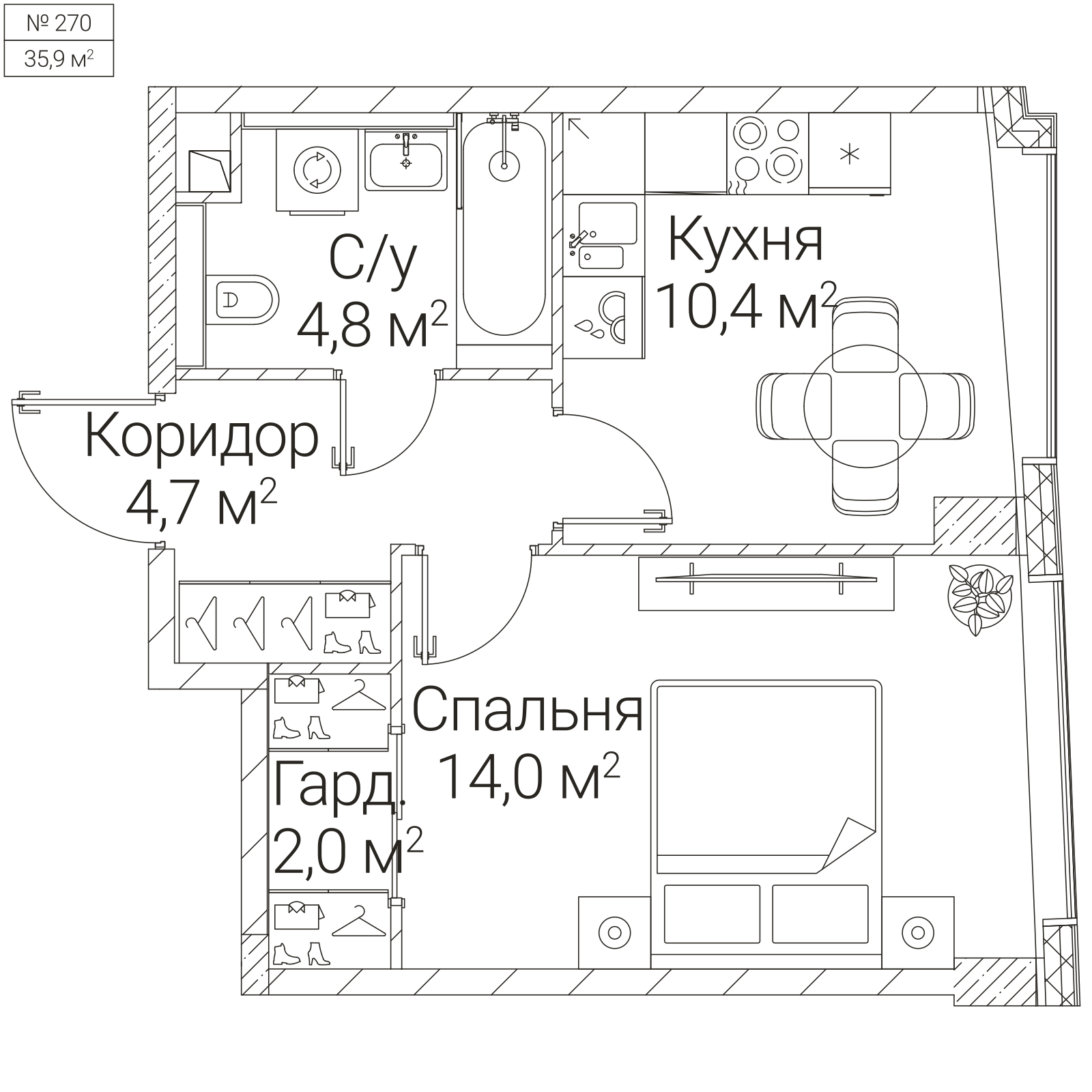 Официальная планировка SEZAR FUTURE, 35,9 м²