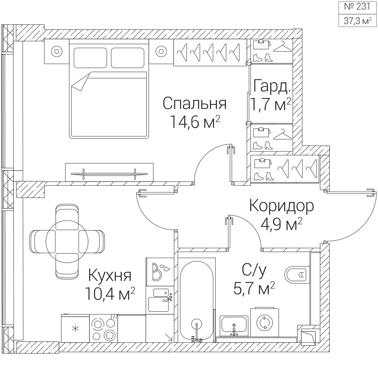 Официальная планировка SEZAR FUTURE, 37,3 м²
