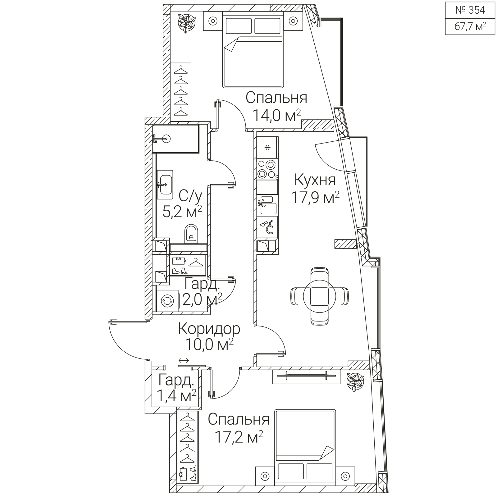 Официальная планировка SEZAR FUTURE, 67,7 м²