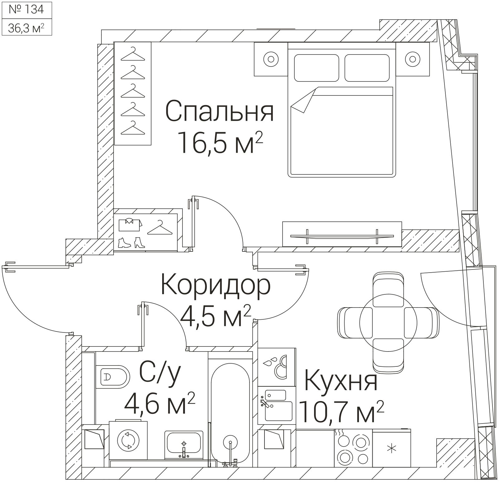 Официальная планировка SEZAR FUTURE, 36,3 м²