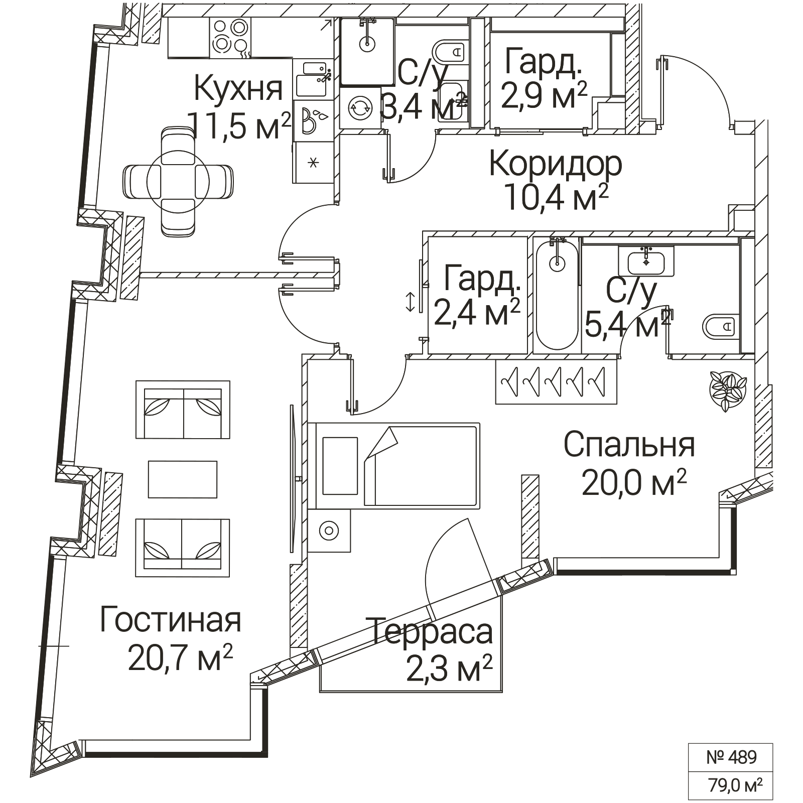 Официальная планировка SEZAR FUTURE, 77,4 м²