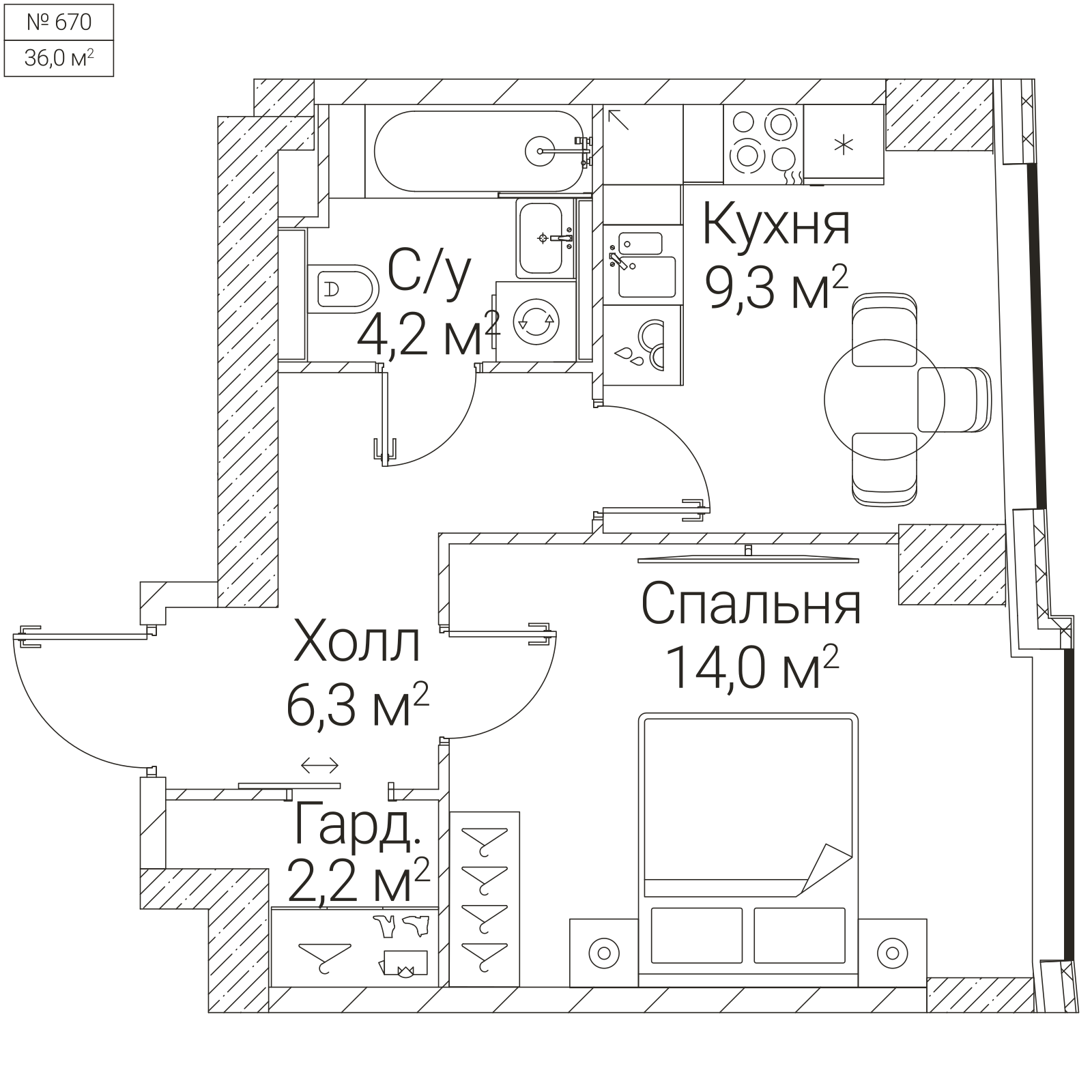 Официальная планировка SEZAR FUTURE, 36 м²