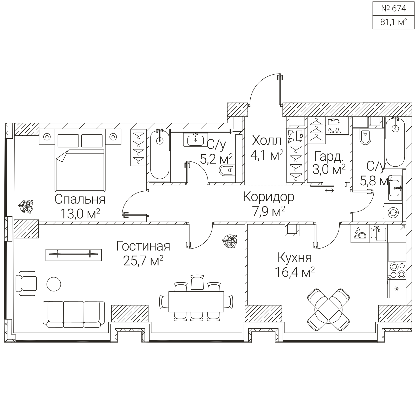 Официальная планировка SEZAR FUTURE, 81,1 м²