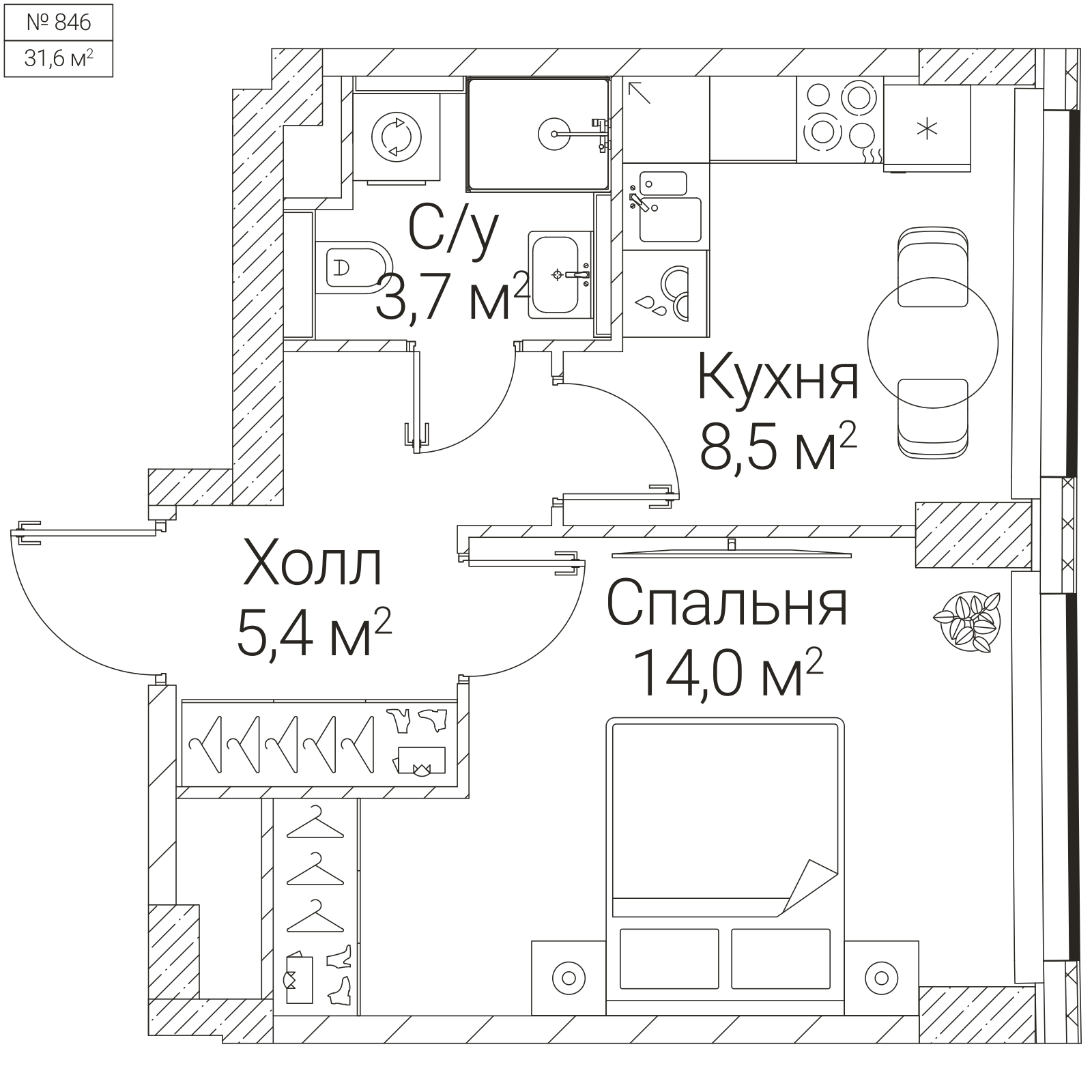 Официальная планировка SEZAR FUTURE, 31,6 м²