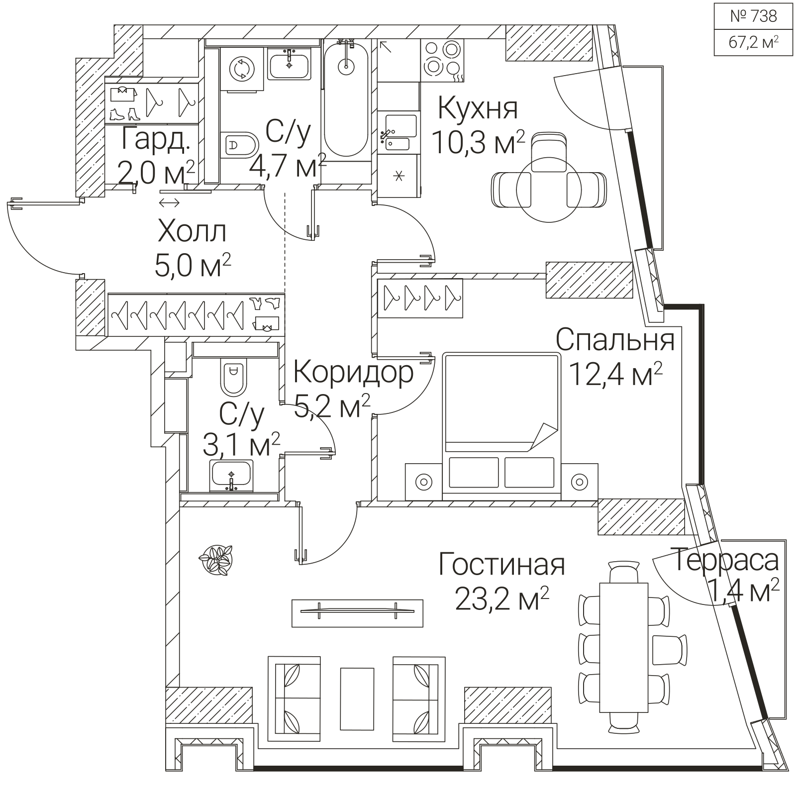 Официальная планировка SEZAR FUTURE, 66,2 м²